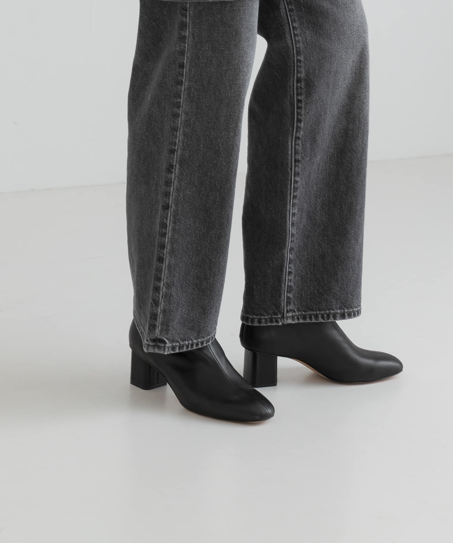シープレザーショートブーツ BLACK 36