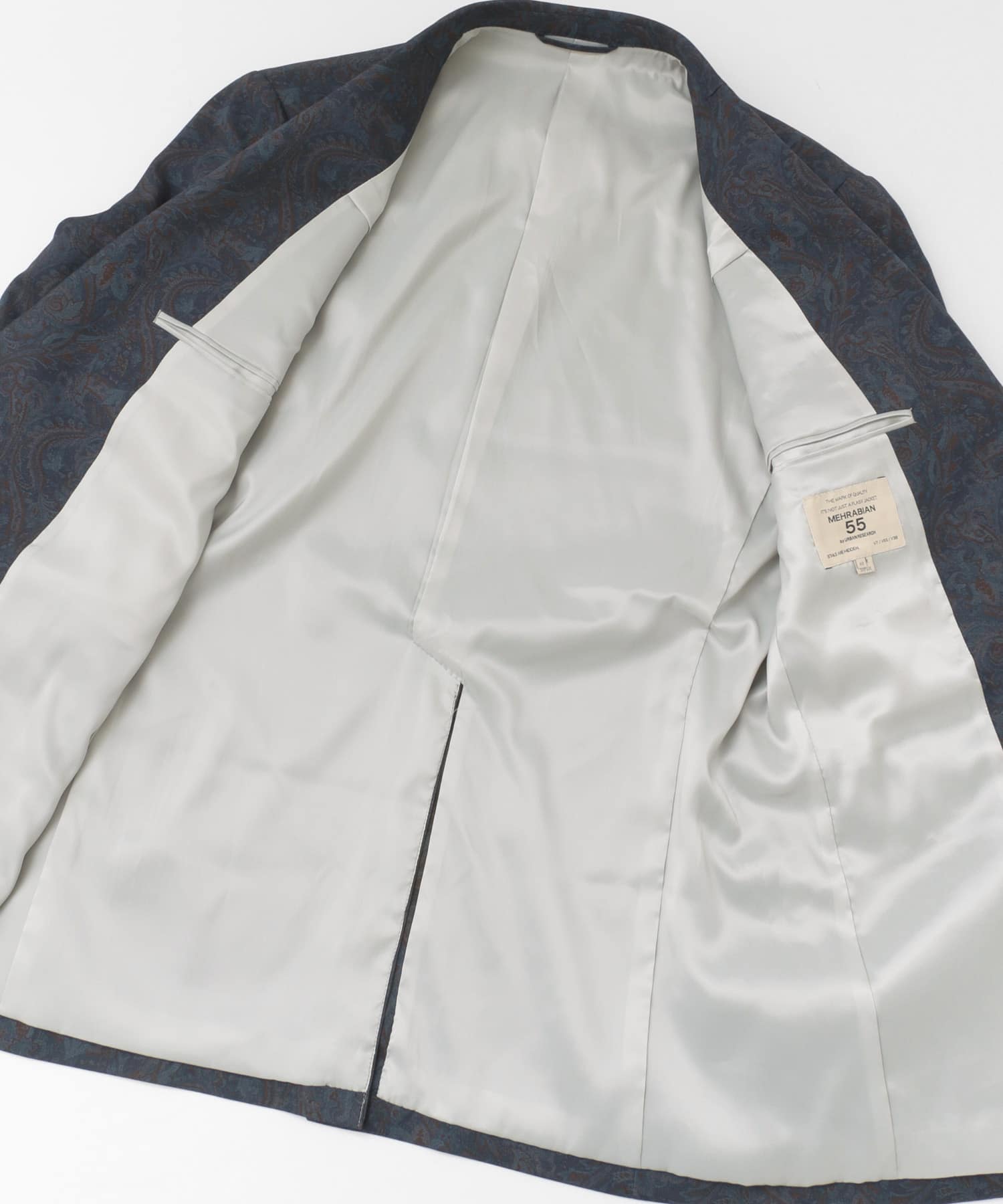 MEHRABIAN55 by URBAN RESEARCH　ペーズリーパターンノッチドジャケット NAVY 44