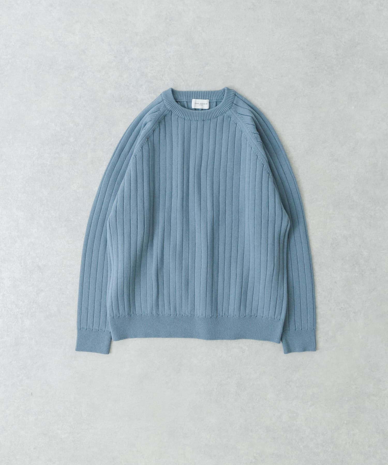 new basic COTTON CASHMERE WIDE RIB CREW NECK KNIT CEMENT M