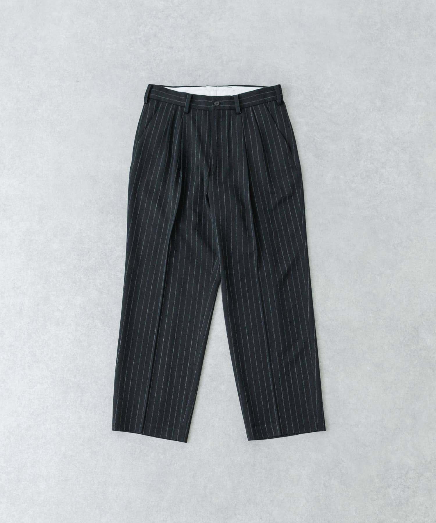 new basic ウールツイルワイドスラックス STRIPE S