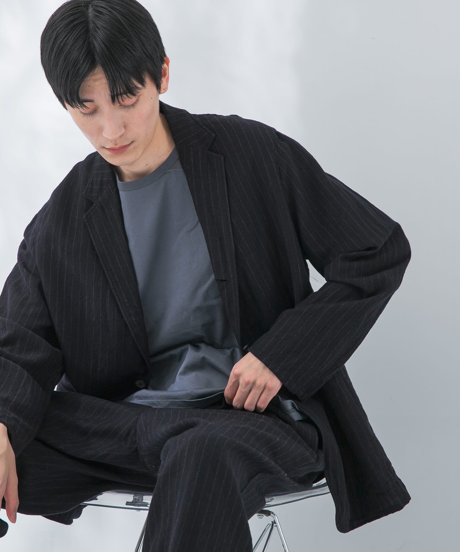ジャケット・アウター URBANRESEARCH newbasic Wool/Linen jacket セットアップ対応』new basic Wool/Linen jacket(M NAVY ST): アウター