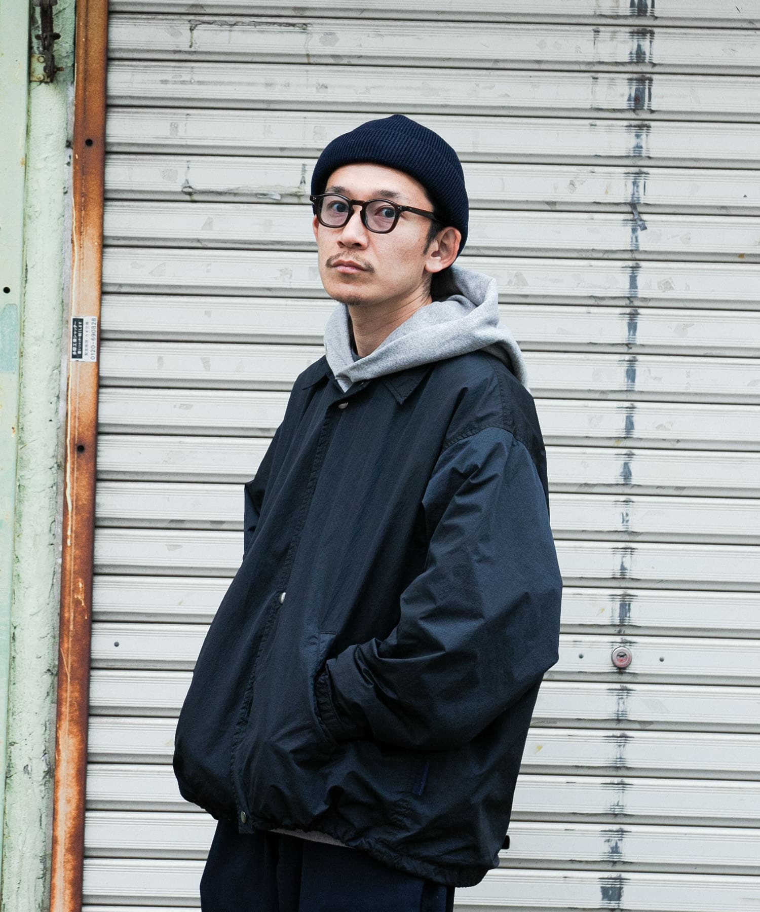 WIDE DAD ROLL KNIT CAP NAVY FREE