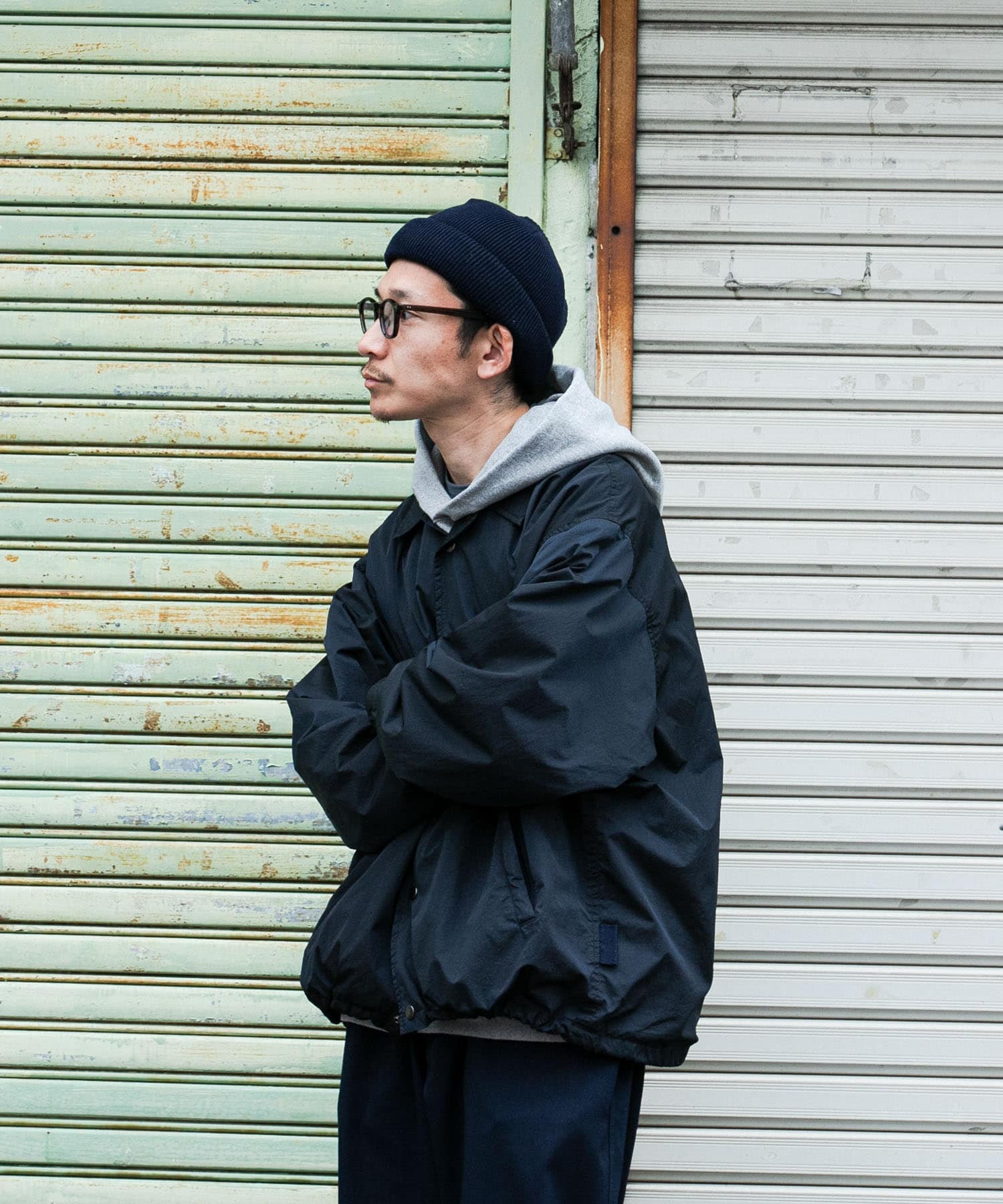 WIDE DAD ROLL KNIT CAP NAVY FREE
