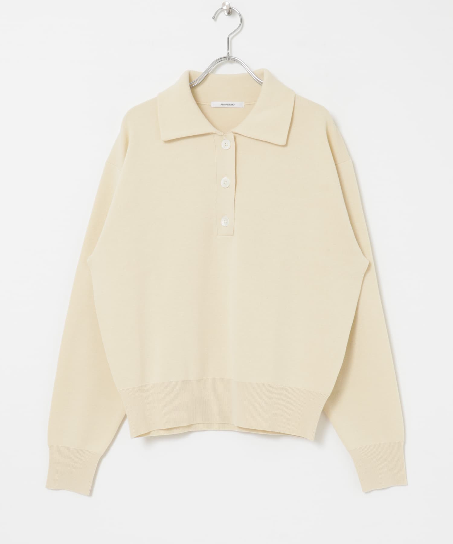 スウェットライクシャツカラーニット BEIGE FREE