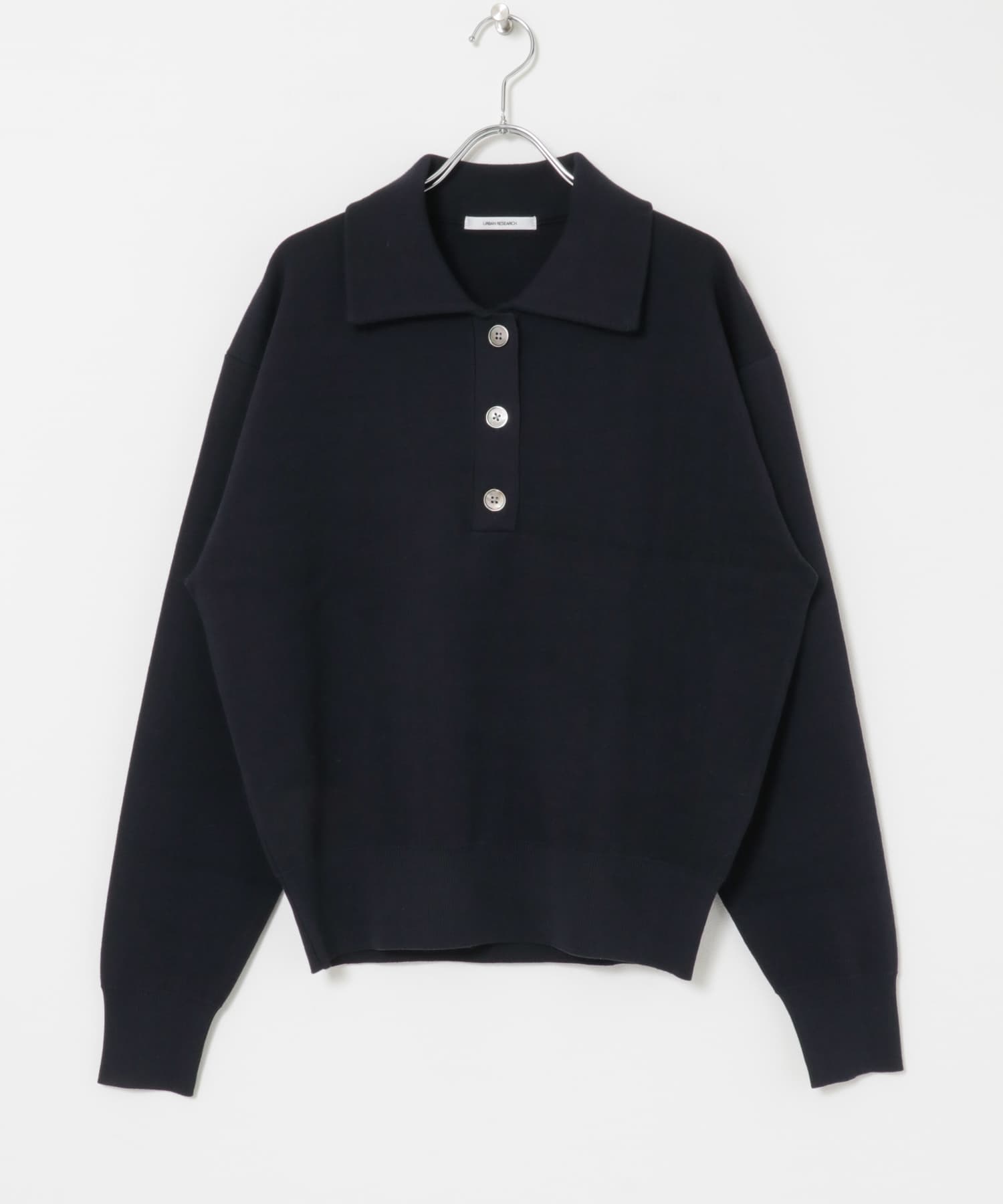 スウェットライクシャツカラーニット NAVY FREE