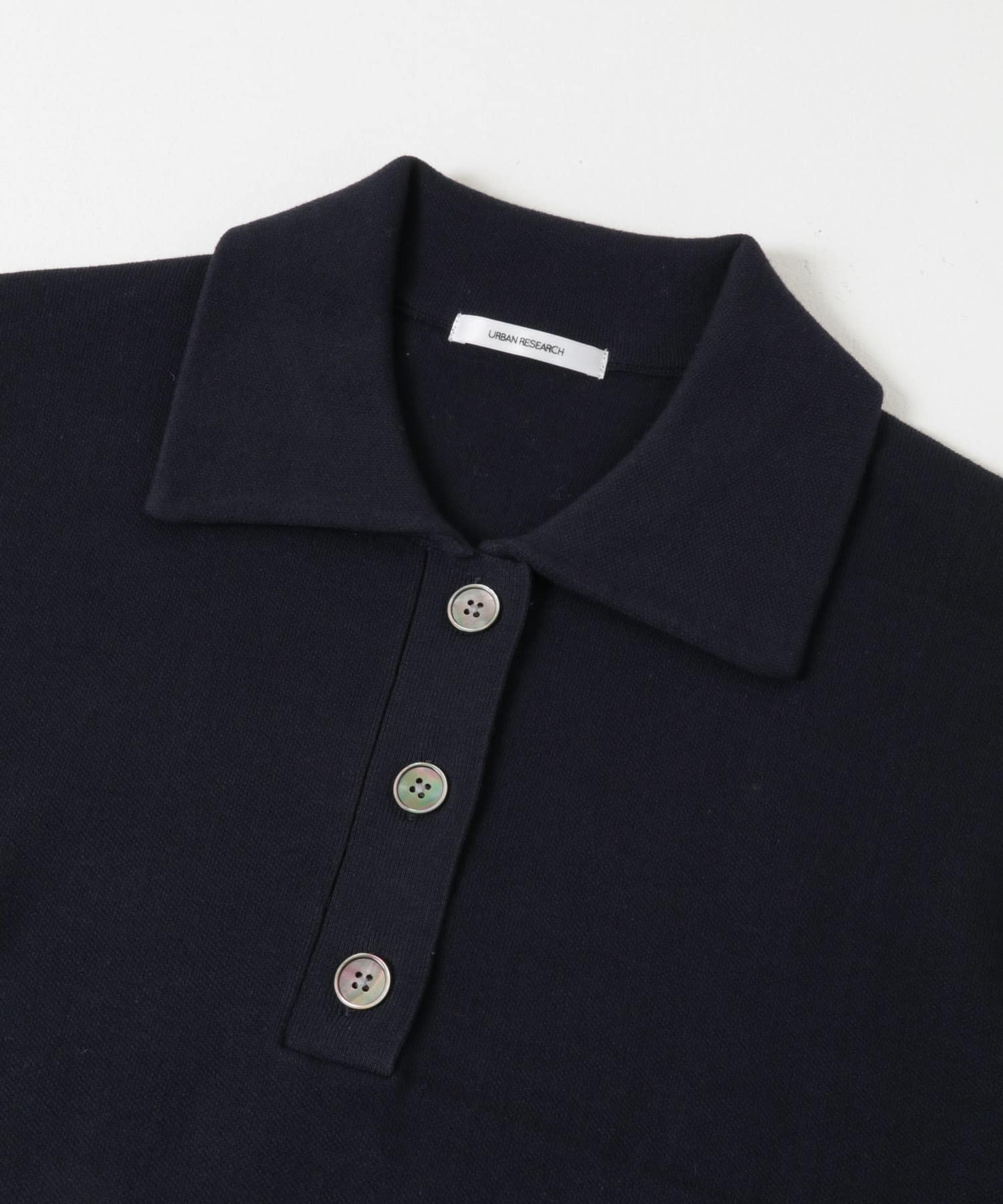 スウェットライクシャツカラーニット NAVY FREE