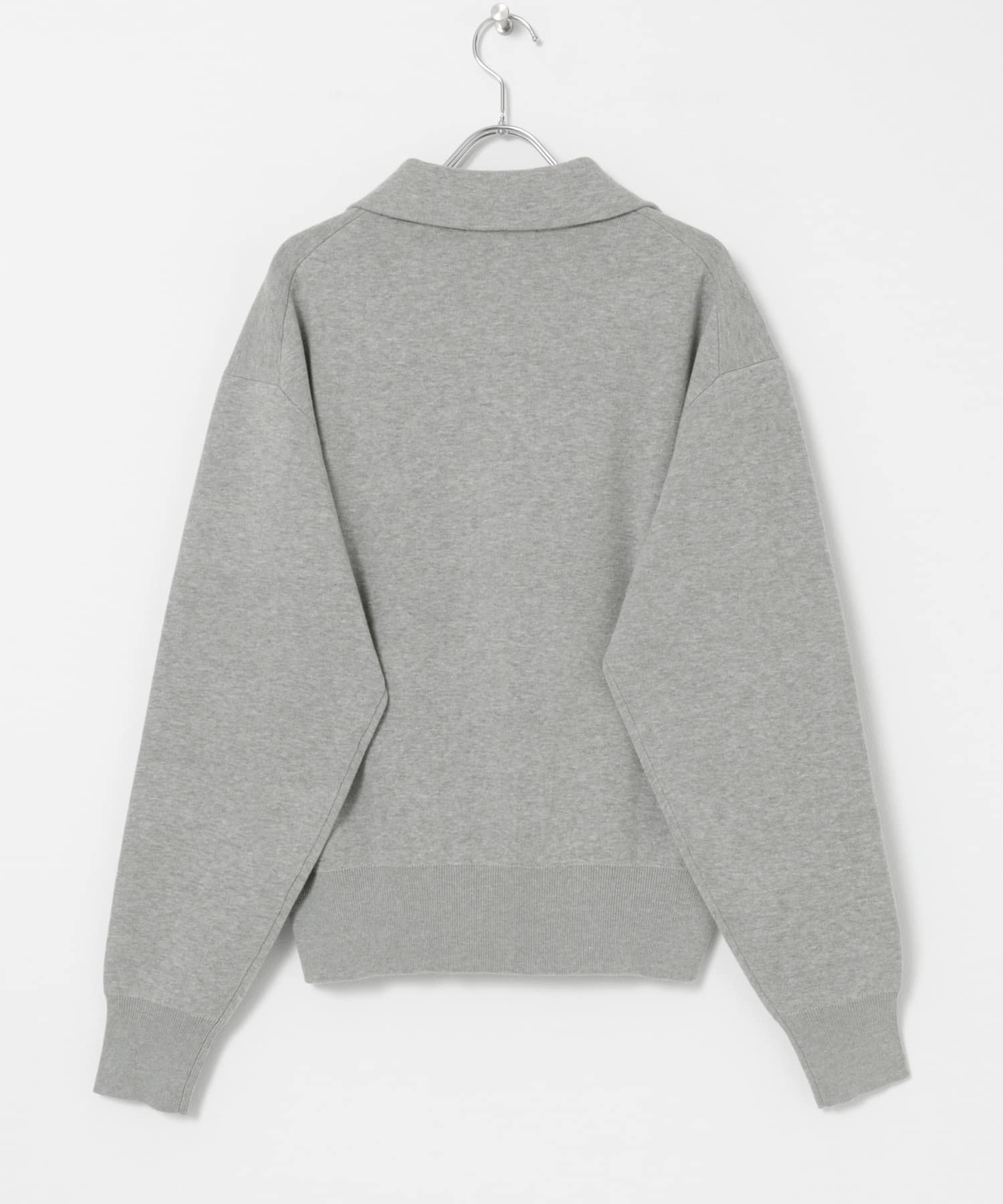 スウェットライクシャツカラーニット GRAY FREE