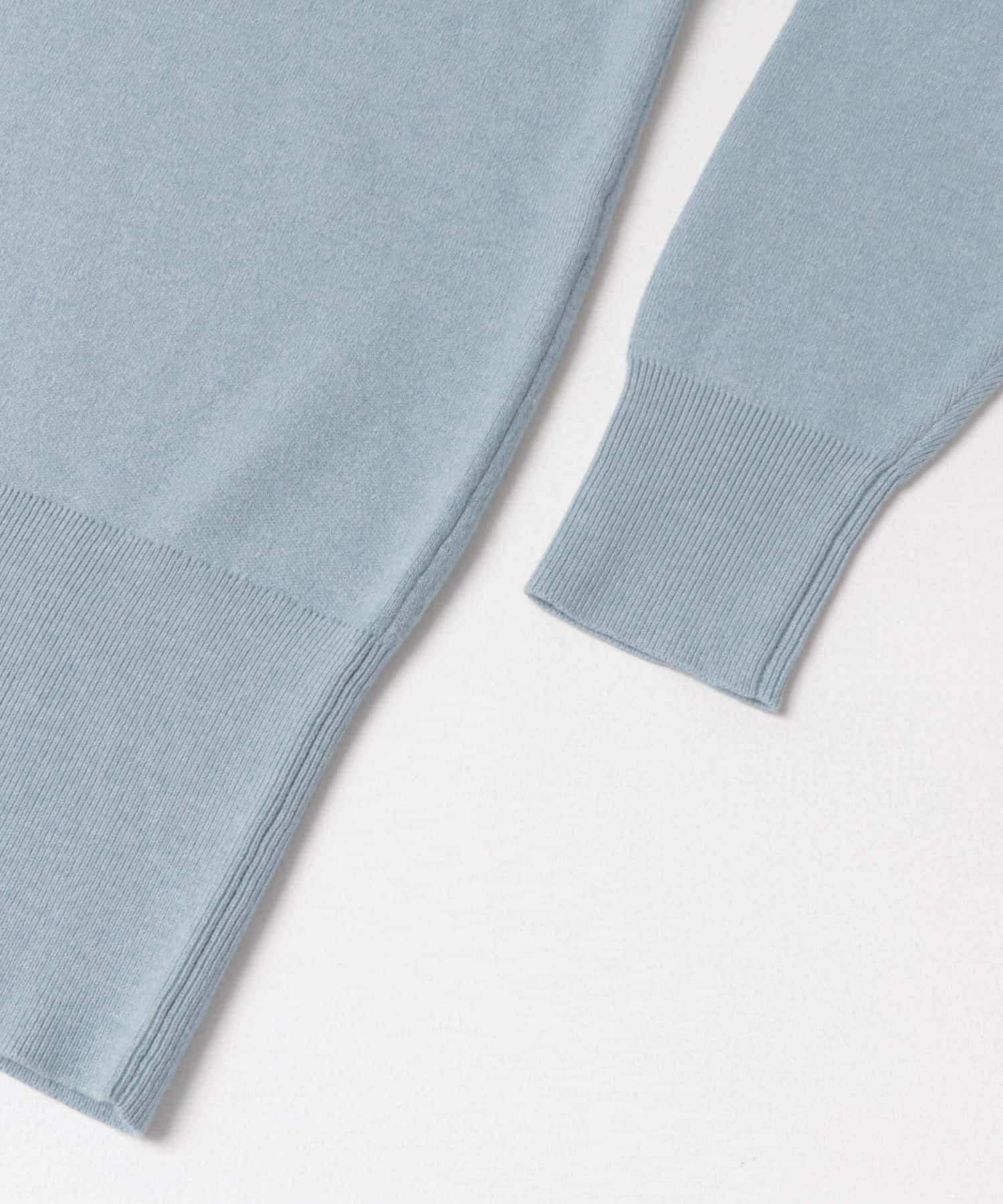 new basic　カシミヤコットンVネックチュニックニット SAX FREE