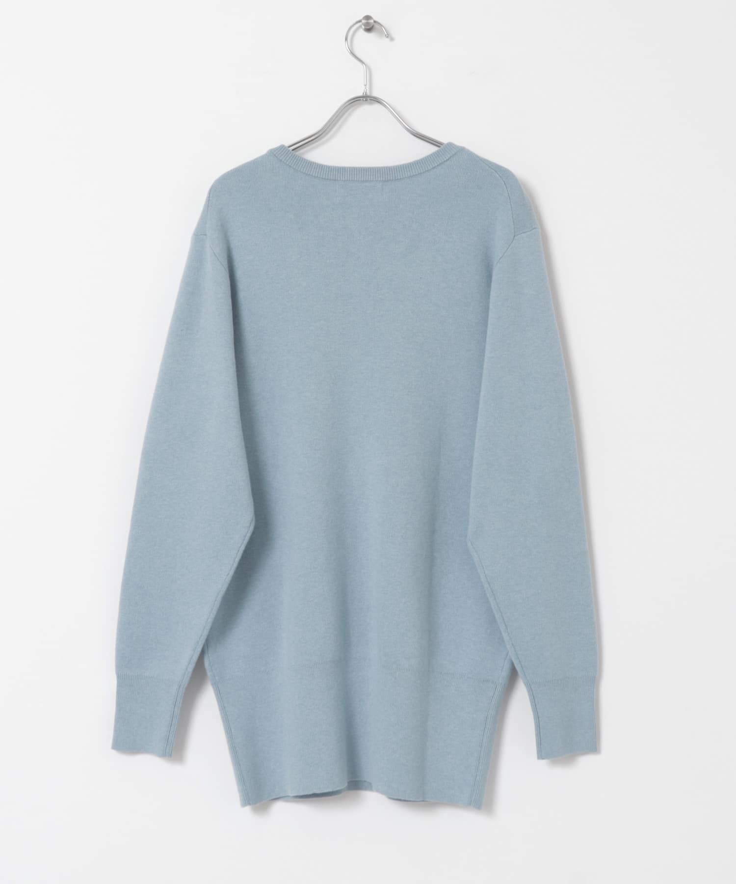 new basic カシミヤコットンVネックチュニックニット(FREE KHAKI