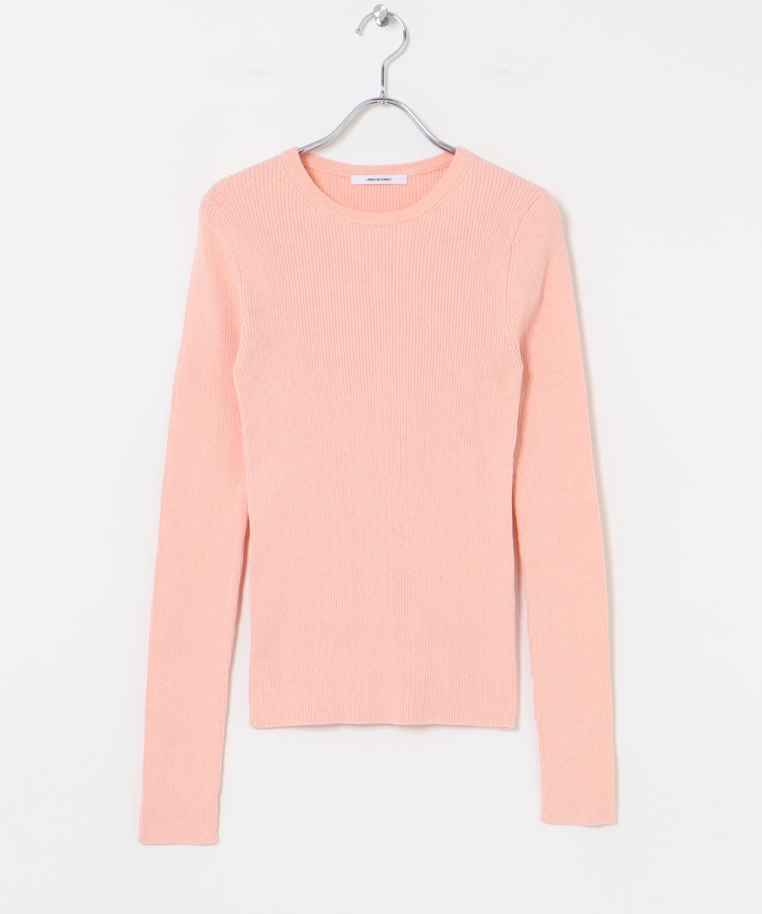 『UR TECH』メランジコットンクルーネックニット PINK FREE