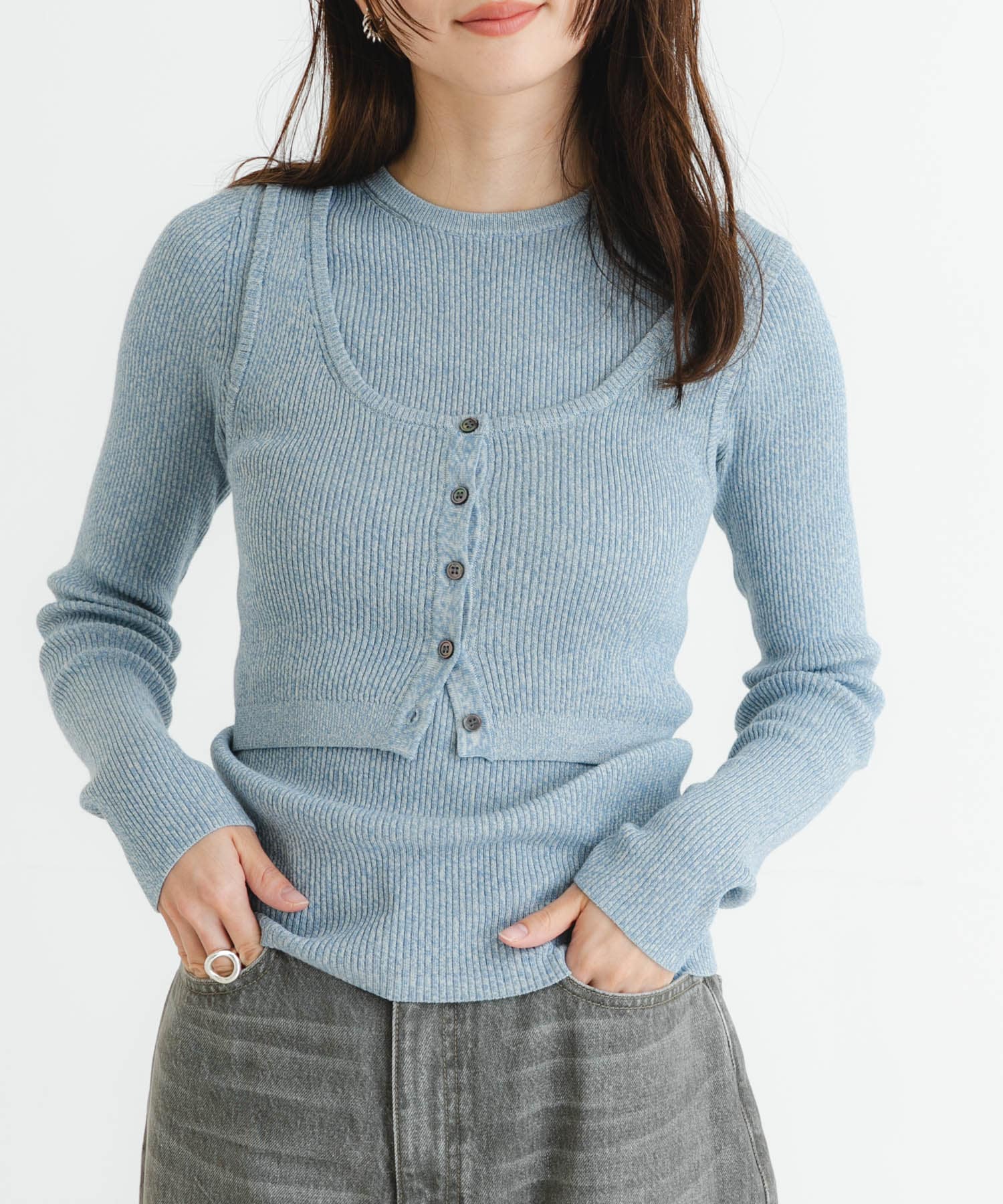 『UR TECH』メランジコットンベスト