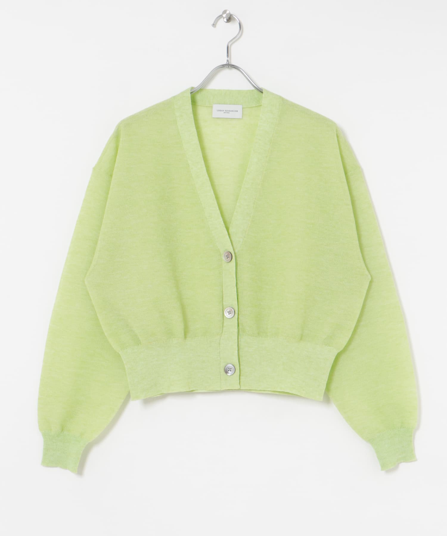 new basic　リネン混スポンディッシュニットカーディガン LIME FREE
