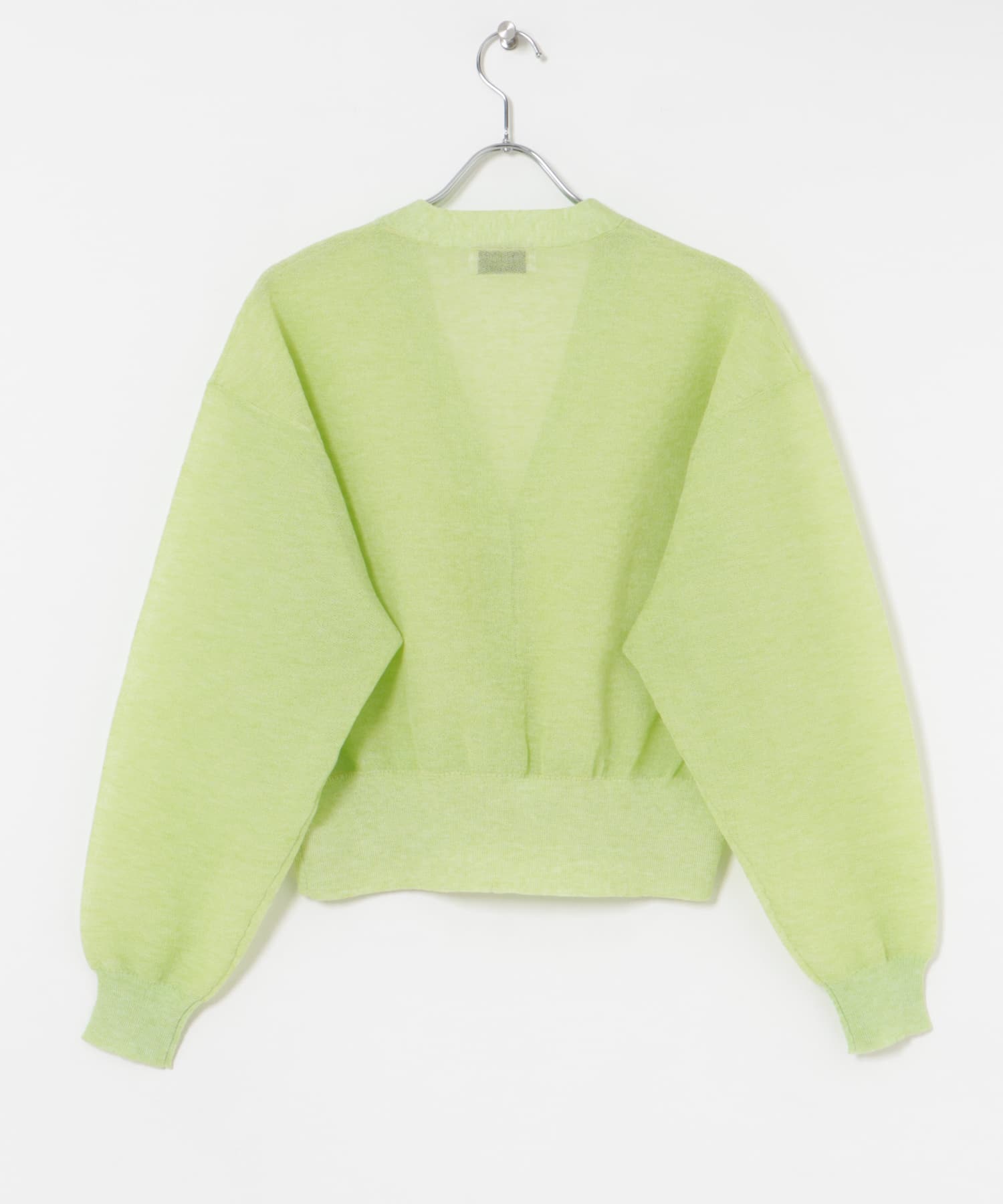 new basic　リネン混スポンディッシュニットカーディガン LIME FREE