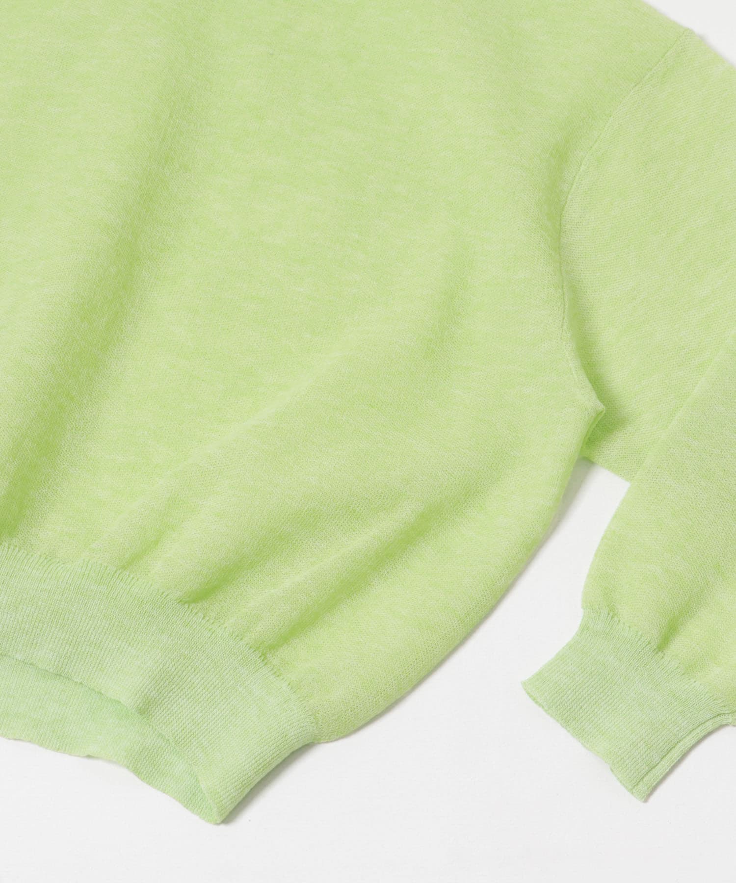 new basic　リネン混スポンディッシュニットプルオーバー LIME FREE