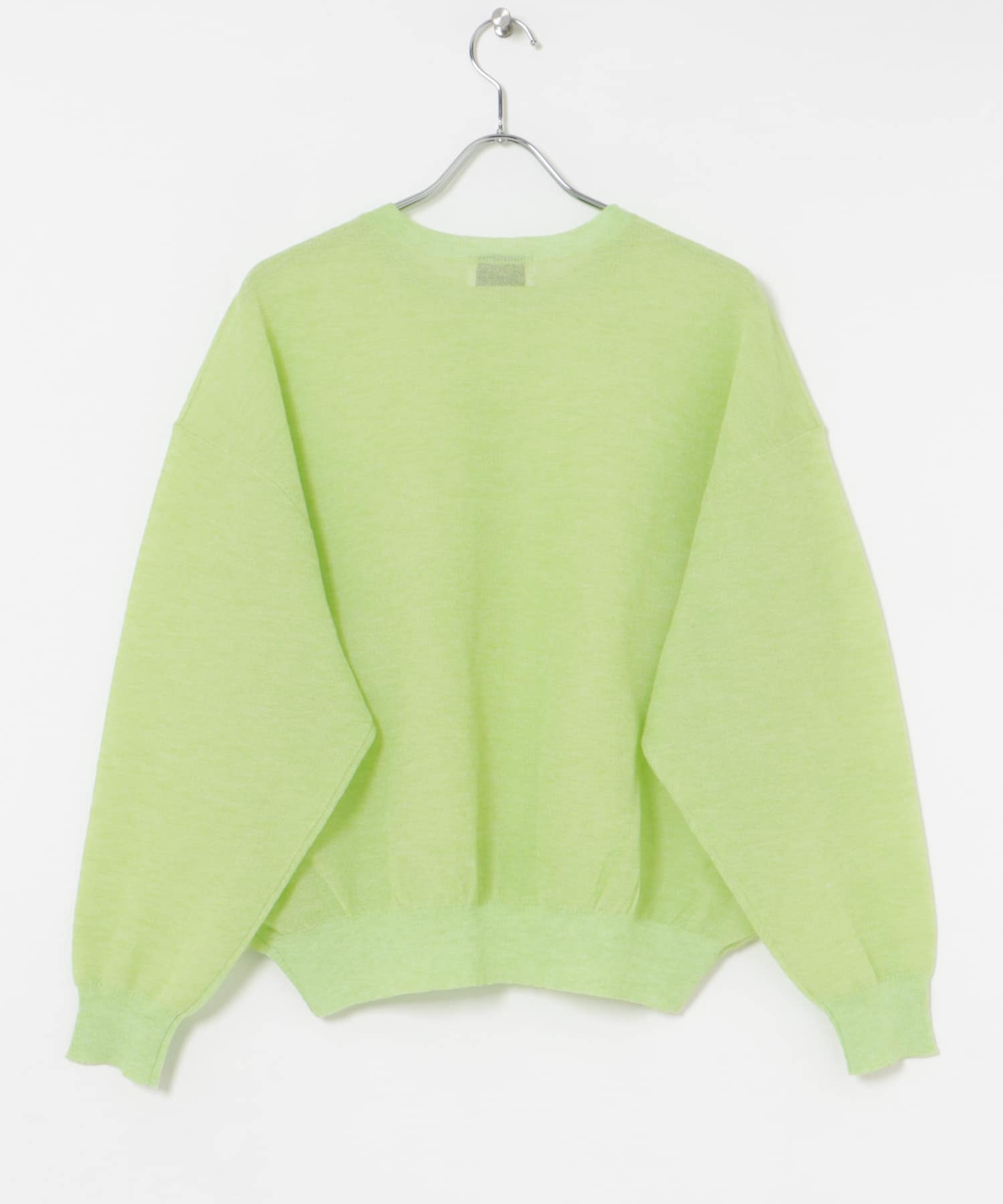 new basic　リネン混スポンディッシュニットプルオーバー LIME FREE
