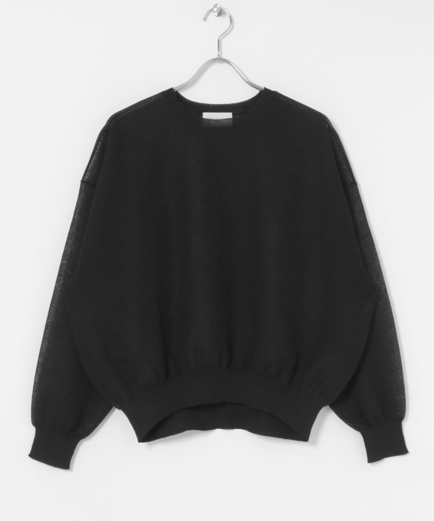 new basic　リネン混スポンディッシュニットプルオーバー BLACK FREE
