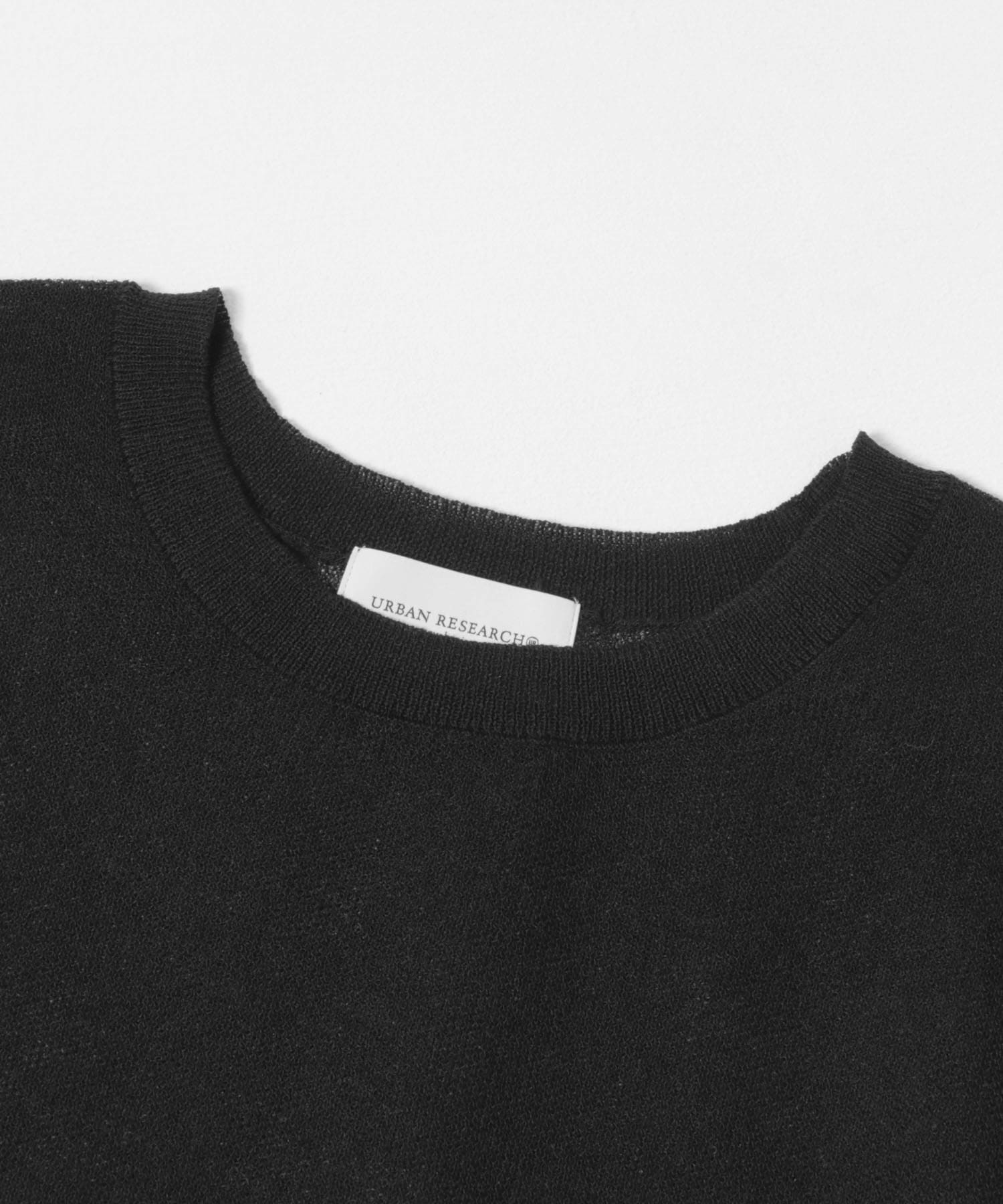 new basic　リネン混スポンディッシュニットプルオーバー BLACK FREE