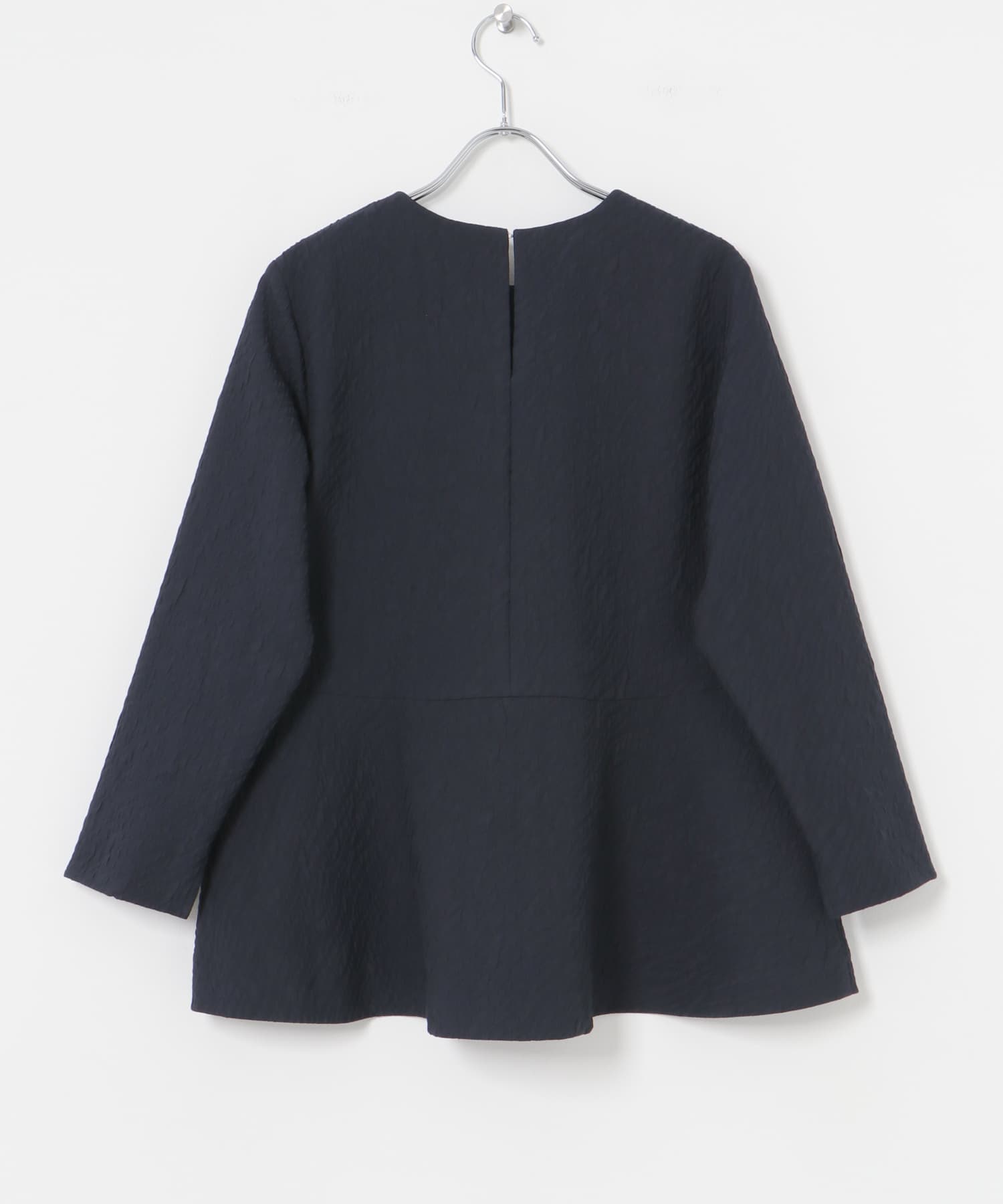 ジャガードペプラムブラウス NAVY FREE