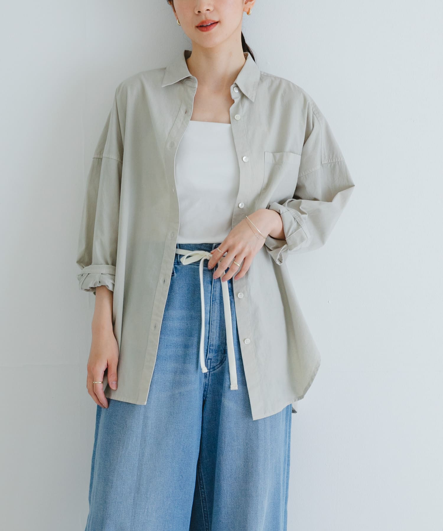 new basic　ガーメントダイオーバーシャツ