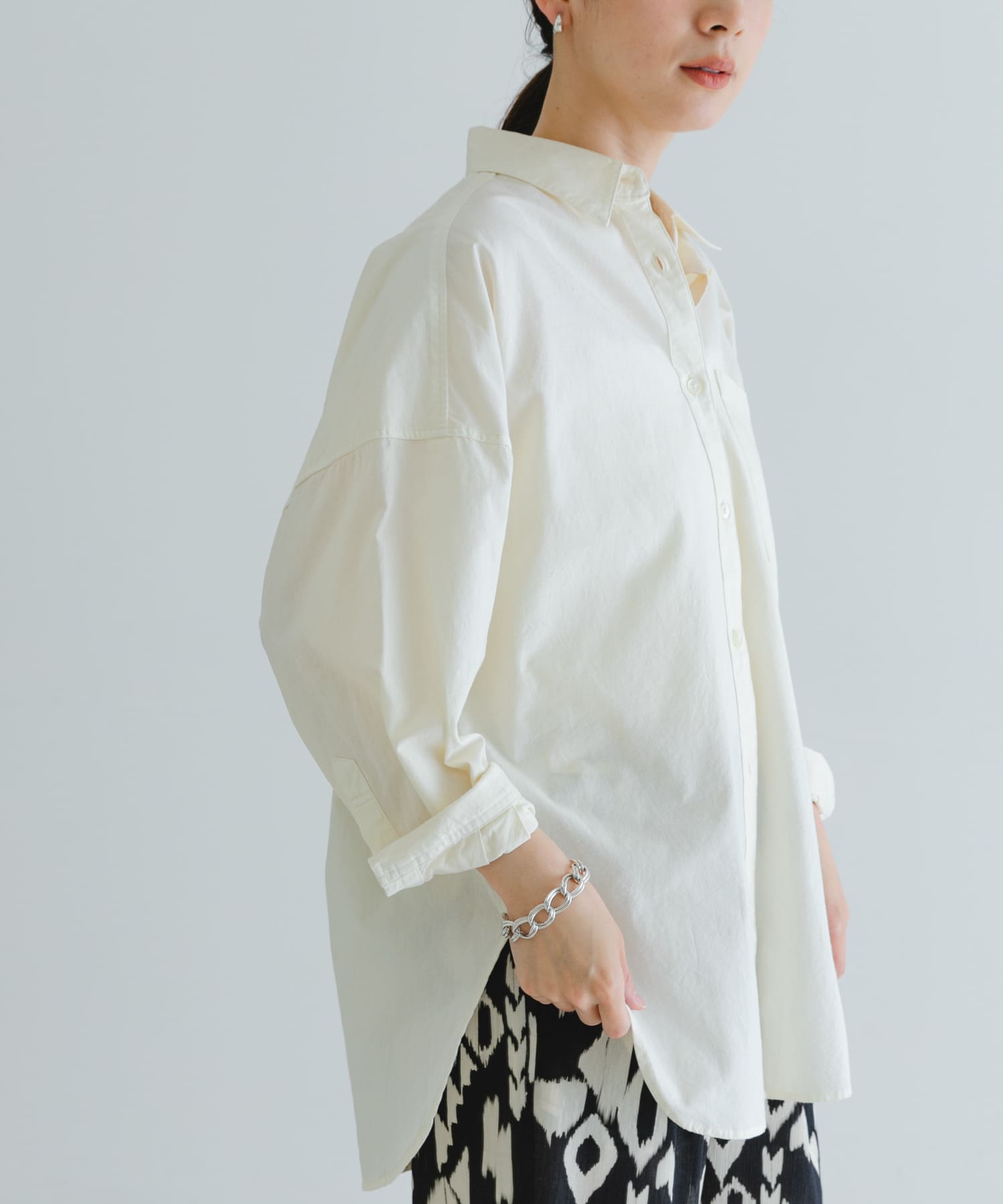 new basic　ガーメントダイオーバーシャツ