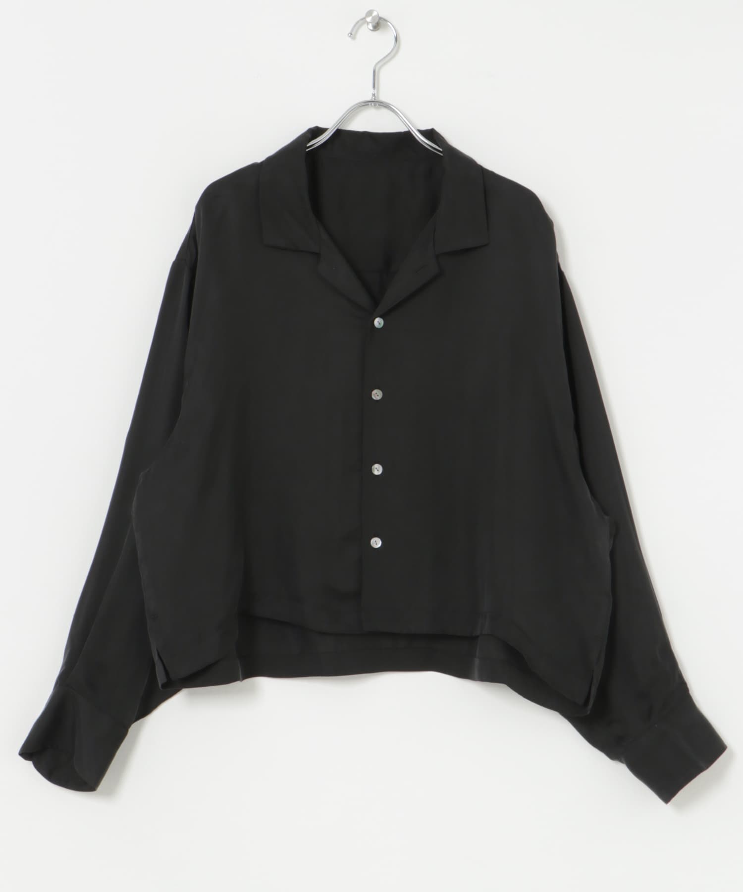new basic　キュプラショートシャツ BLACK FREE
