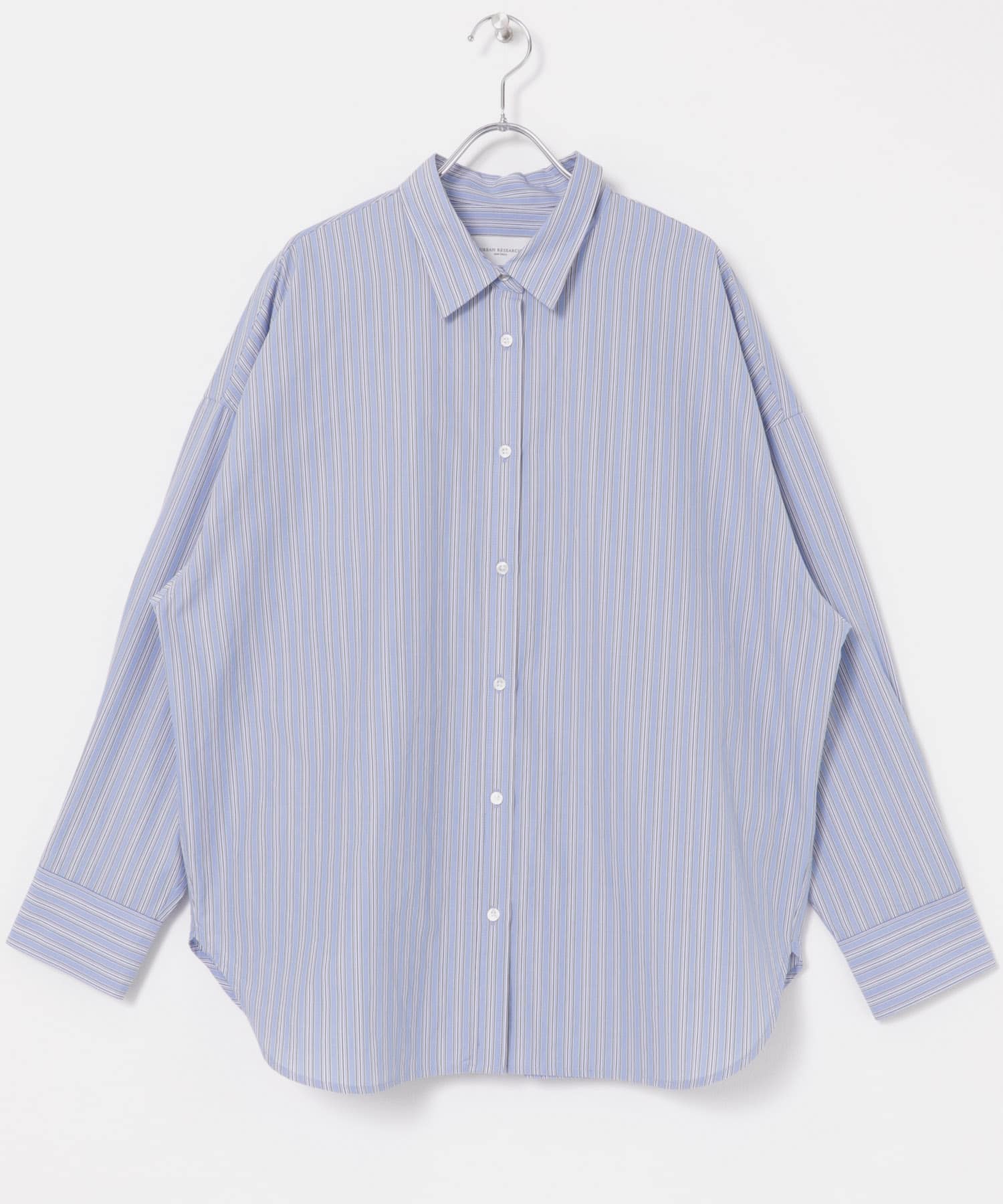 new basic　インドスビンコットンストライプシャツ BLUE FREE