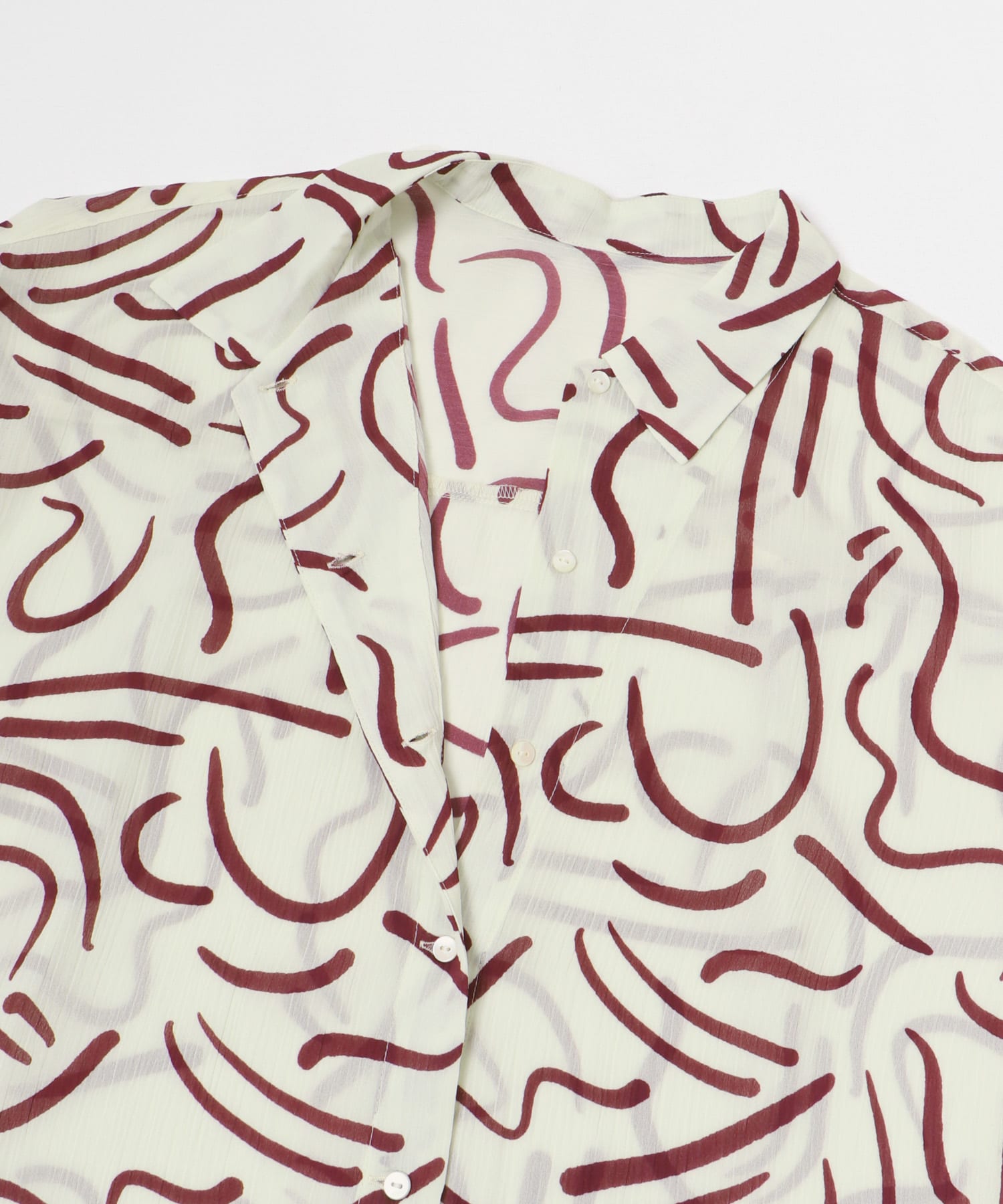 『イージーケア』ドローイングアートプリントシャツ RED FREE