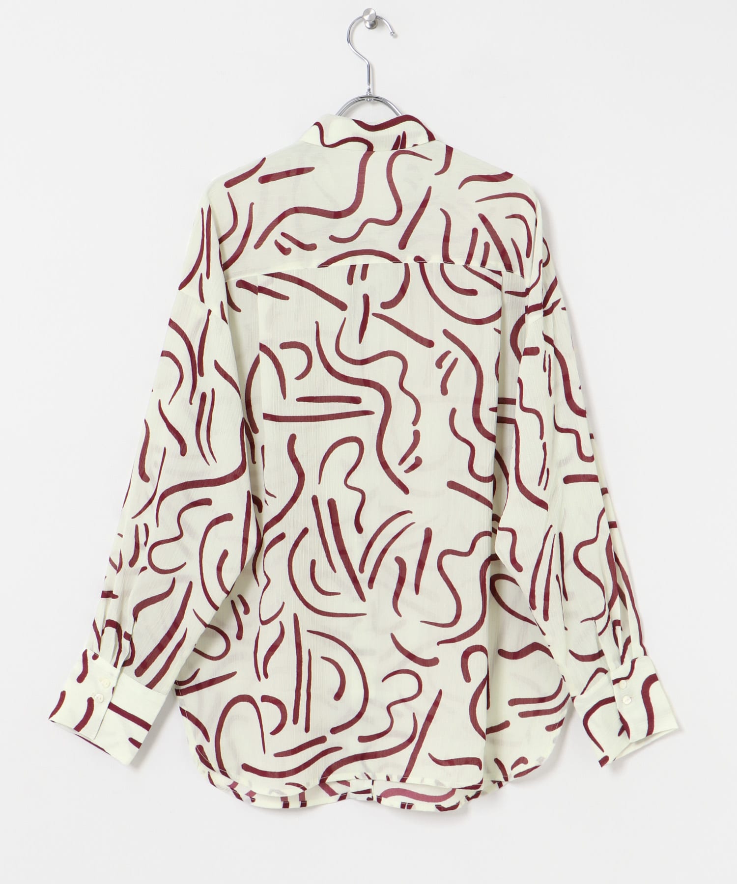 『イージーケア』ドローイングアートプリントシャツ RED FREE