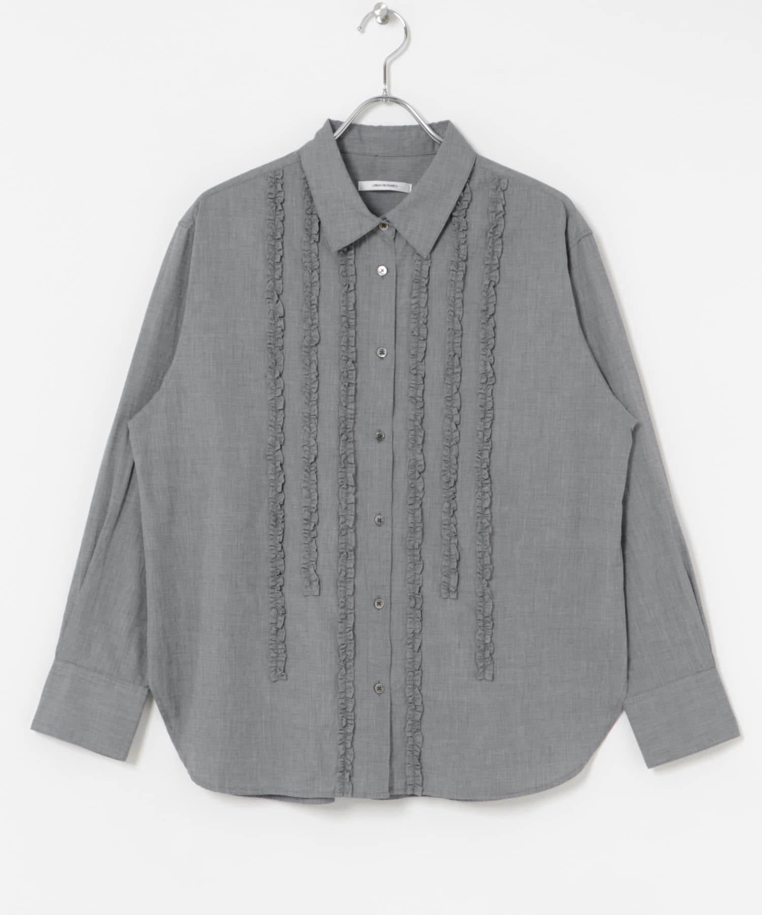レギュラーカラーフリルシャツ GRAY FREE