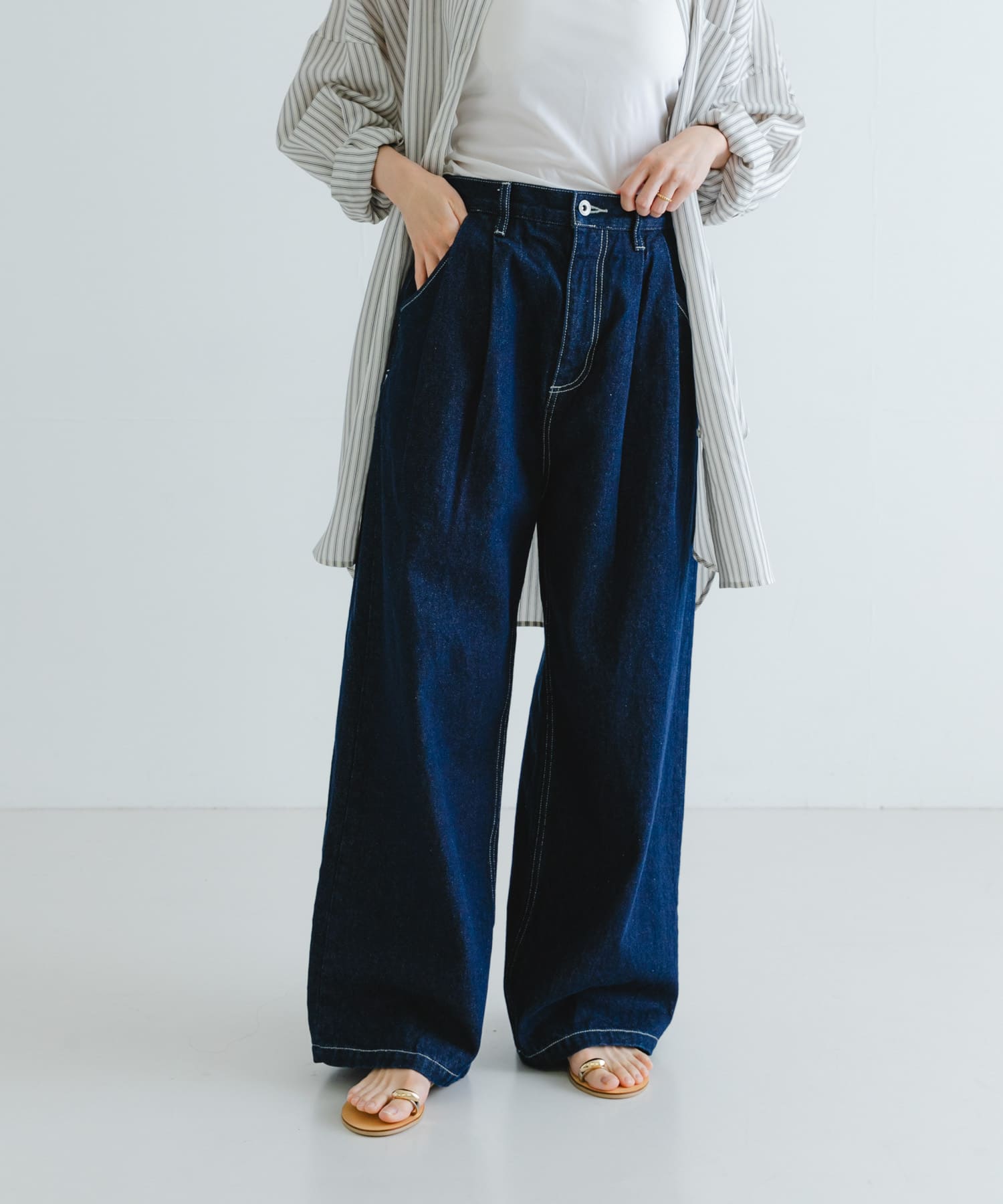 『3サイズ展開』new basic　ツータックワイドデニムパンツ