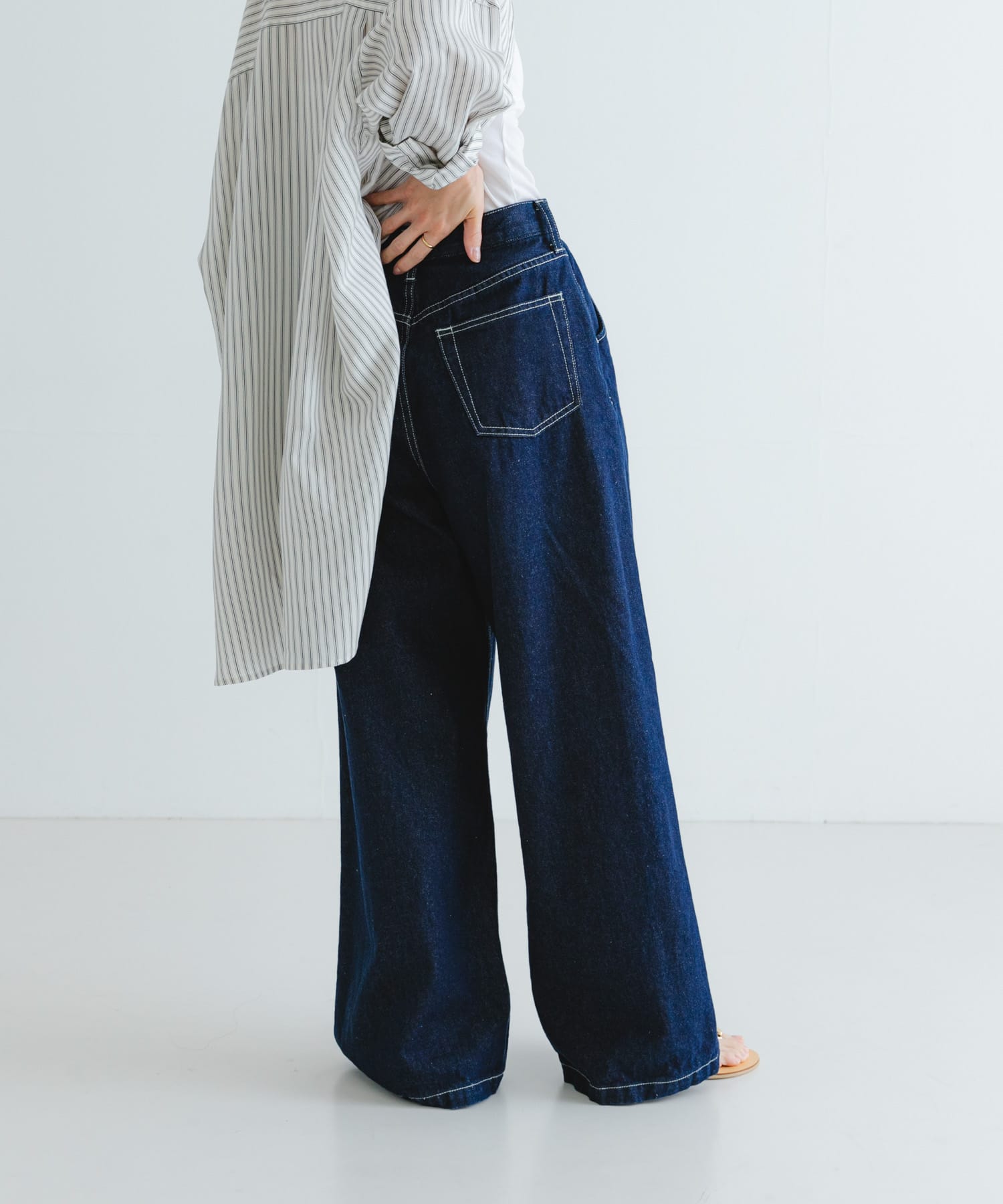 『3サイズ展開』new basic　ツータックワイドデニムパンツ INDIGO 36