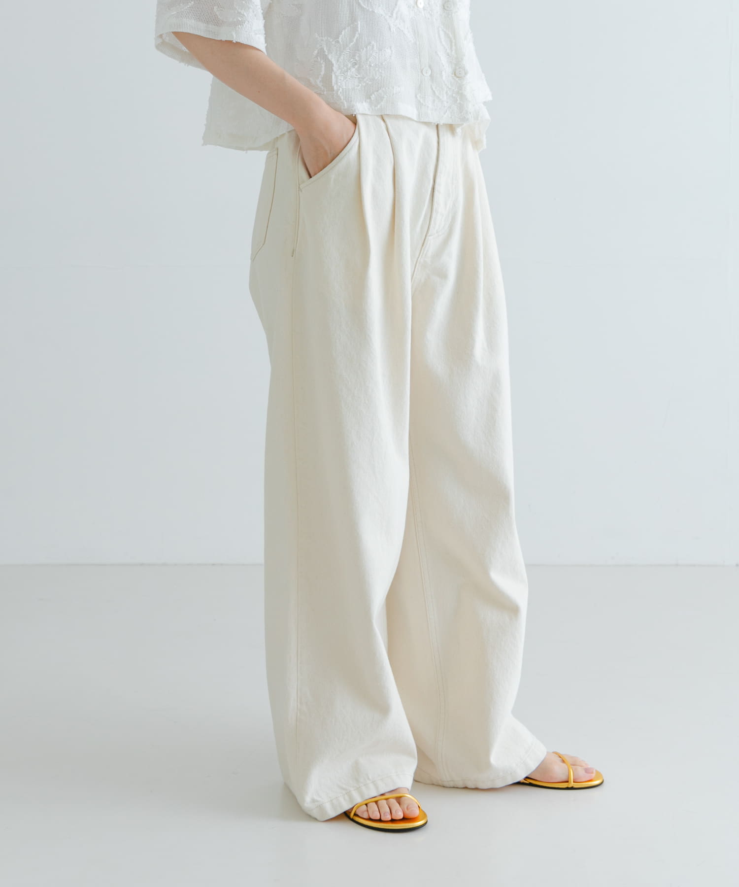 『3サイズ展開』new basic　ツータックワイドデニムパンツ