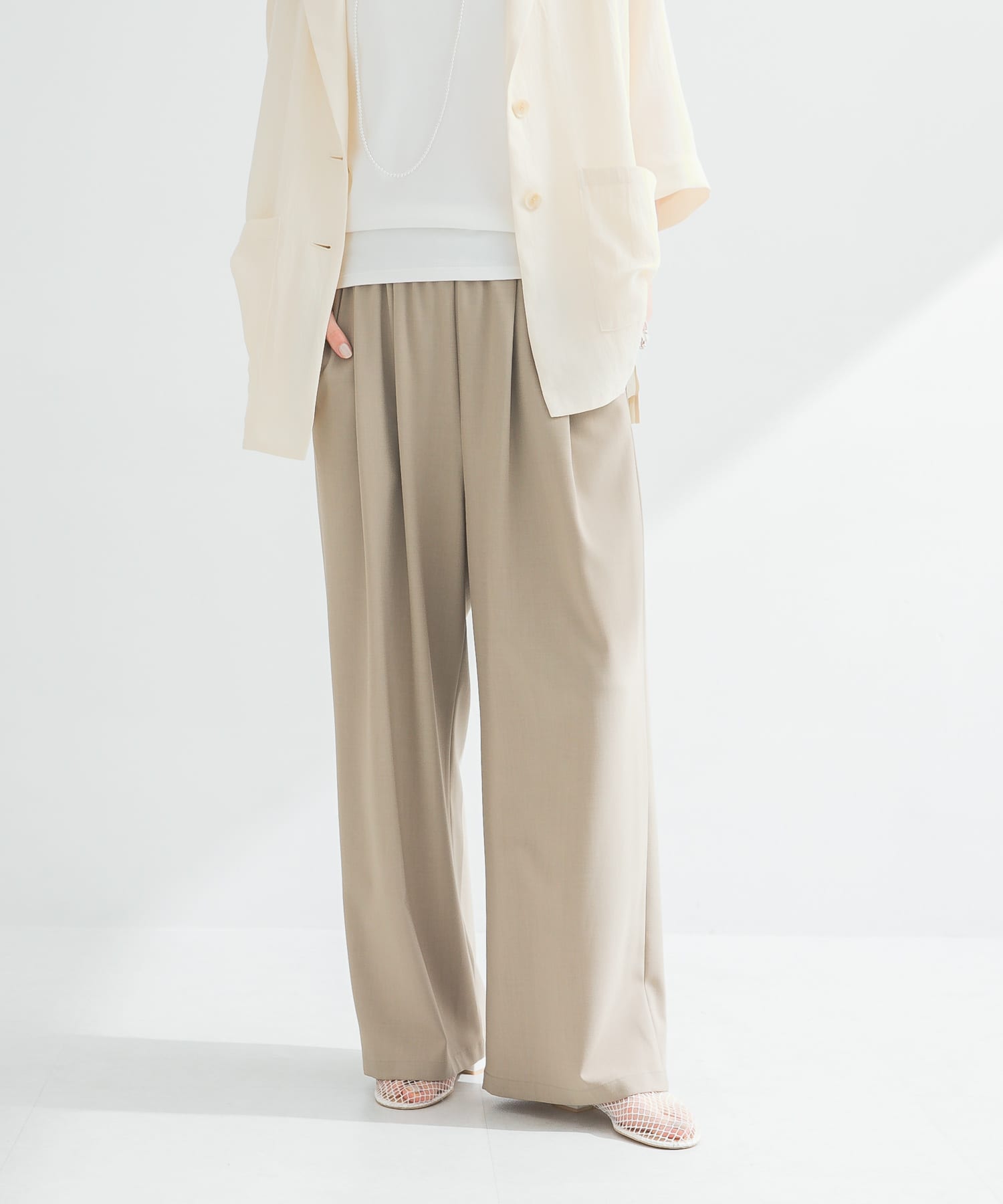 『3サイズ展開』『イージーケア』タックギャザーストレートパンツ