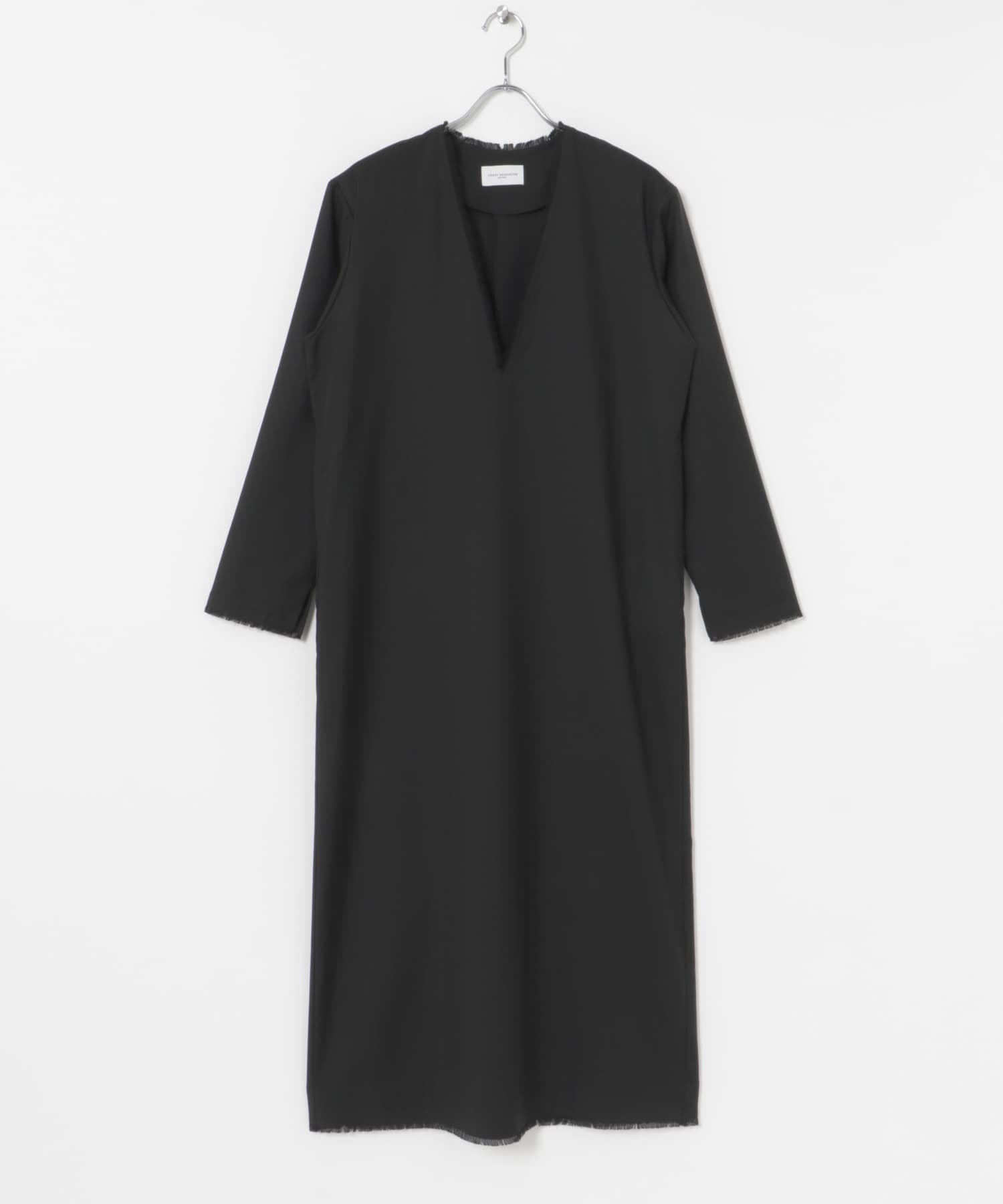 new basic　深Vネックワンピース BLACK FREE