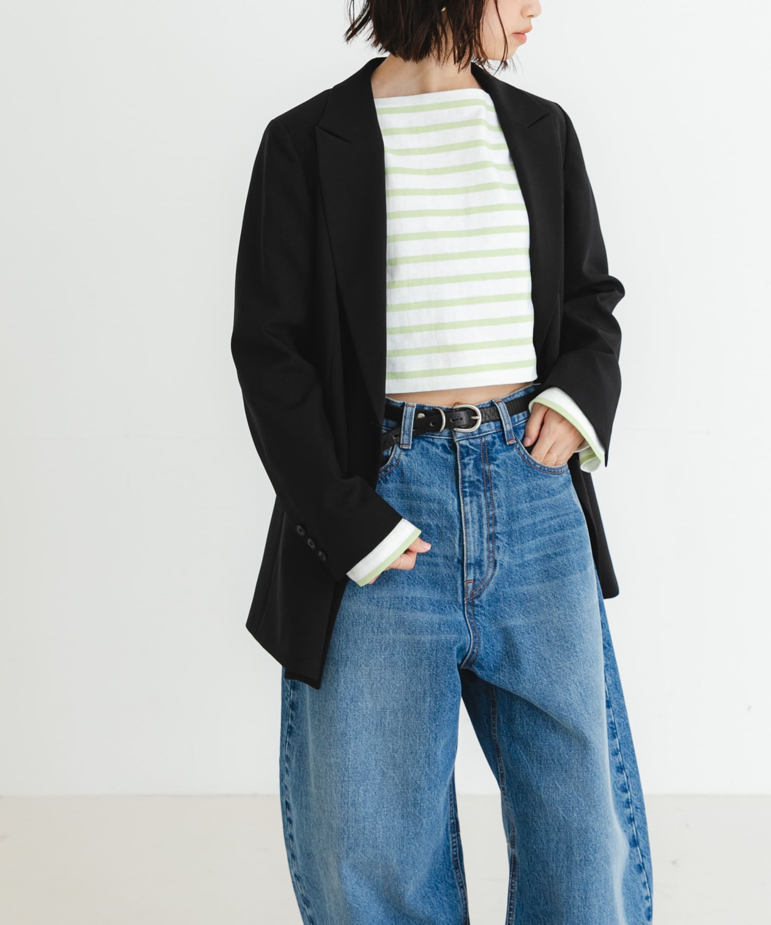 2サイズ展開』ダブルブレストブレザージャケット(36 BLACK): アウター