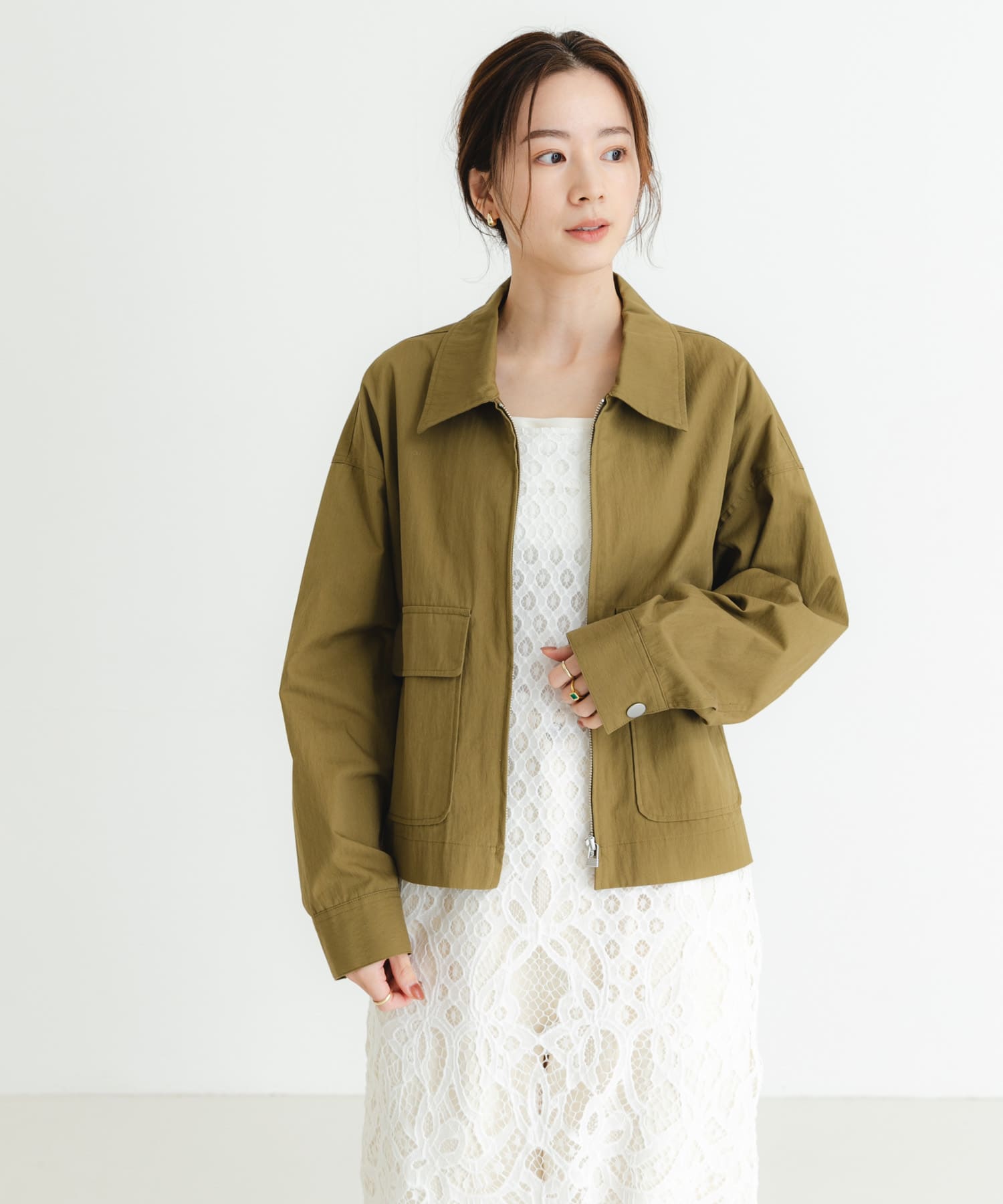 コットンナイロンジップブルゾン