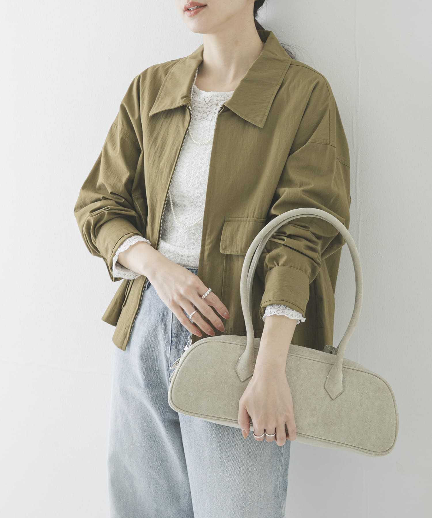 コットンナイロンジップブルゾン