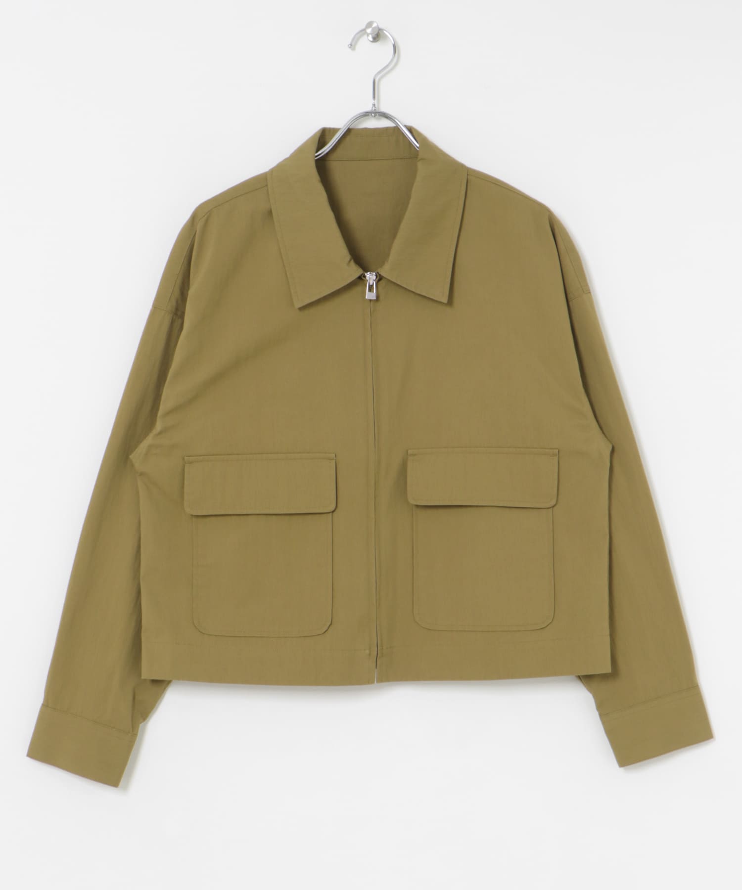 コットンナイロンジップブルゾン KHAKI FREE