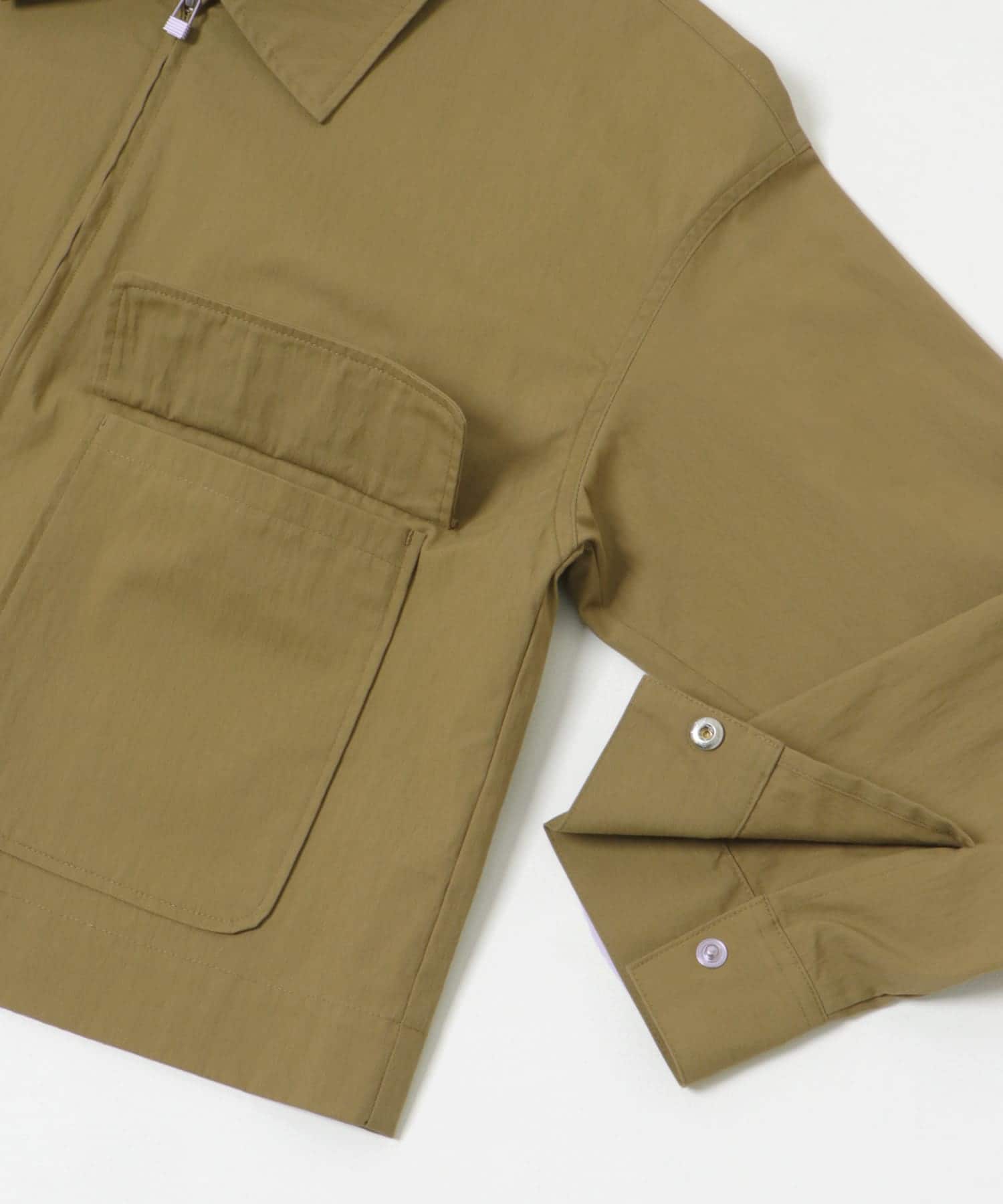 コットンナイロンジップブルゾン KHAKI FREE