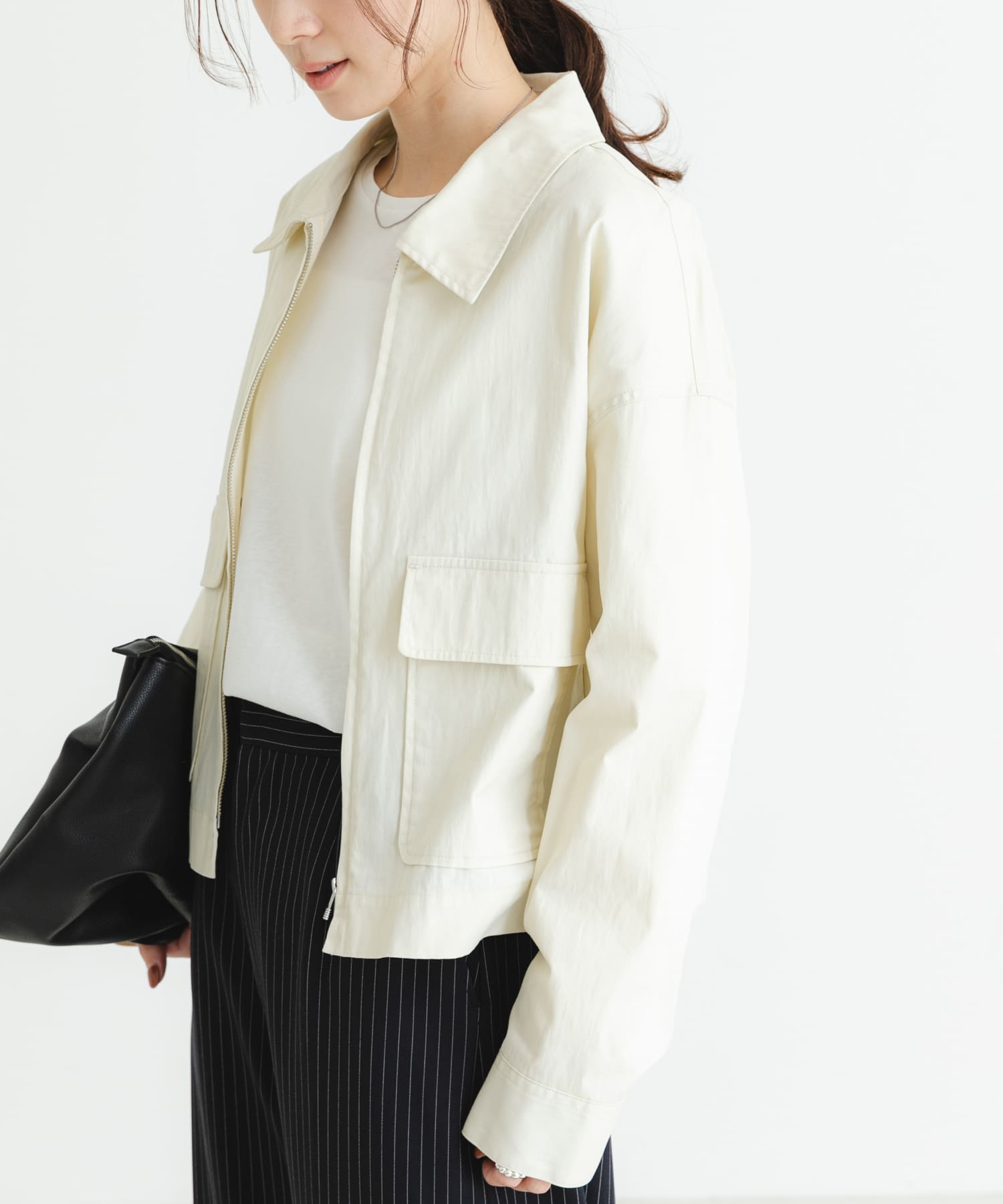 コットンナイロンジップブルゾン