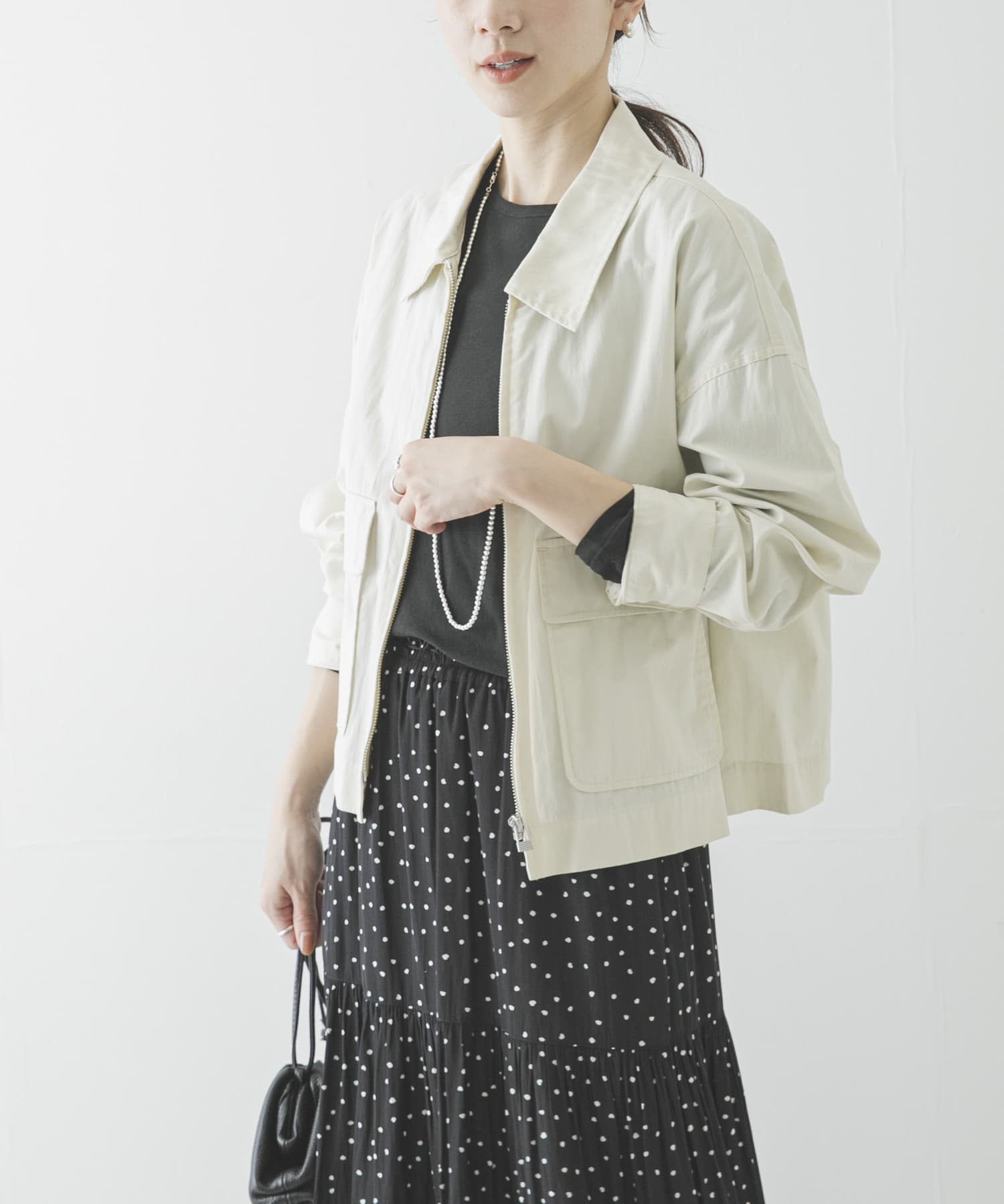 コットンナイロンジップブルゾン