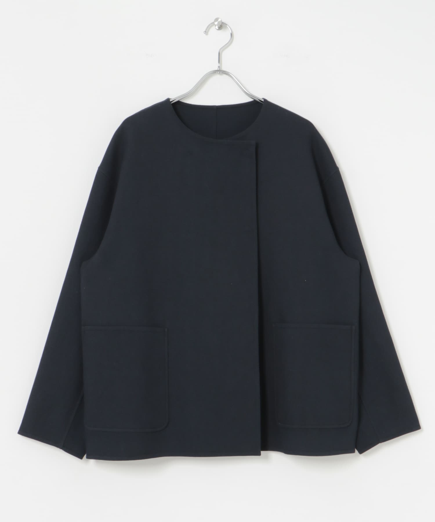 ツイルノーカラーリバーコート NAVY FREE