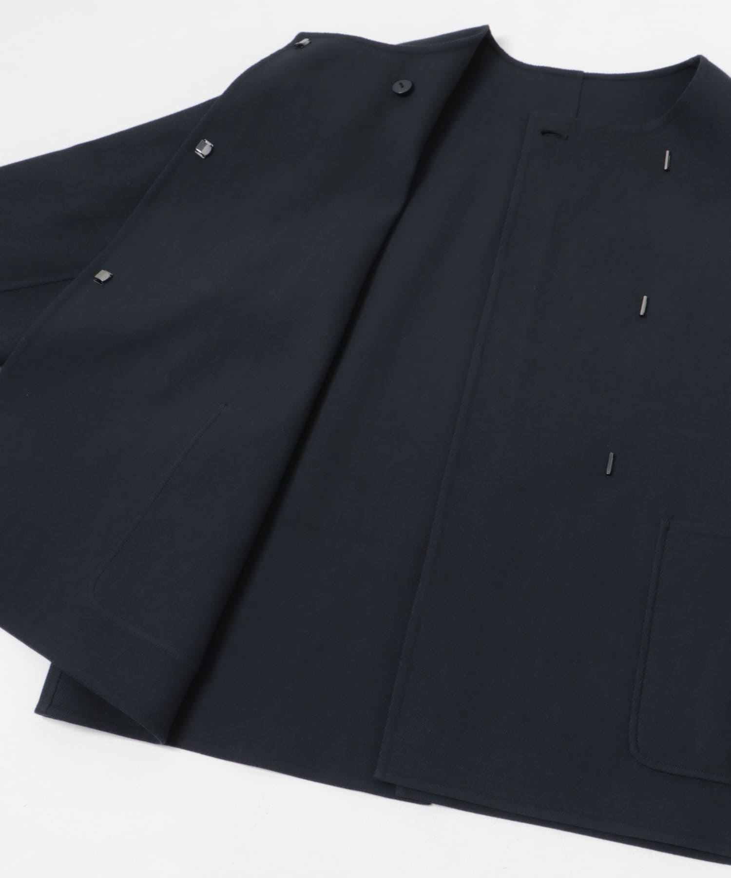 ツイルノーカラーリバーコート NAVY FREE