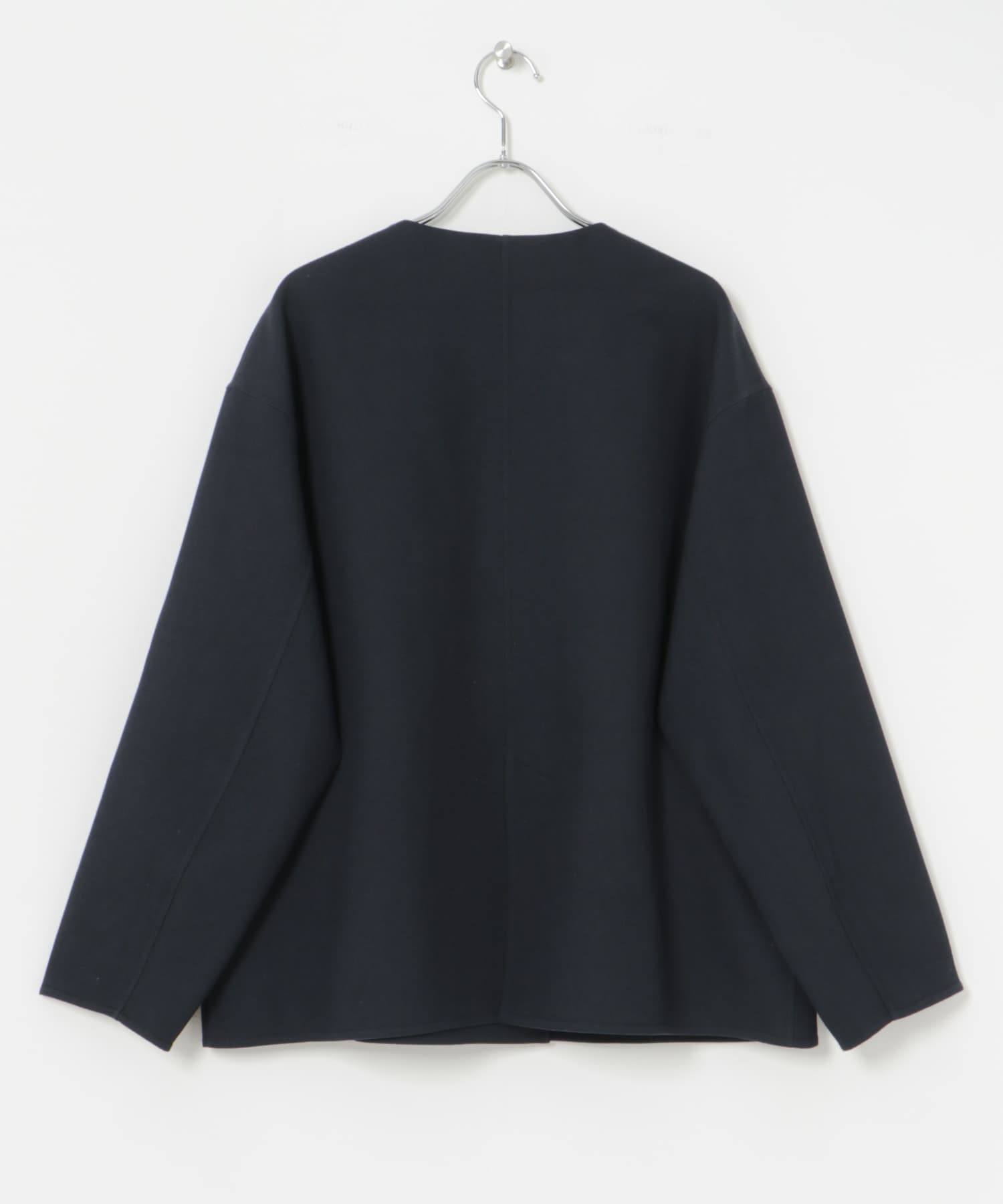 ツイルノーカラーリバーコート NAVY FREE