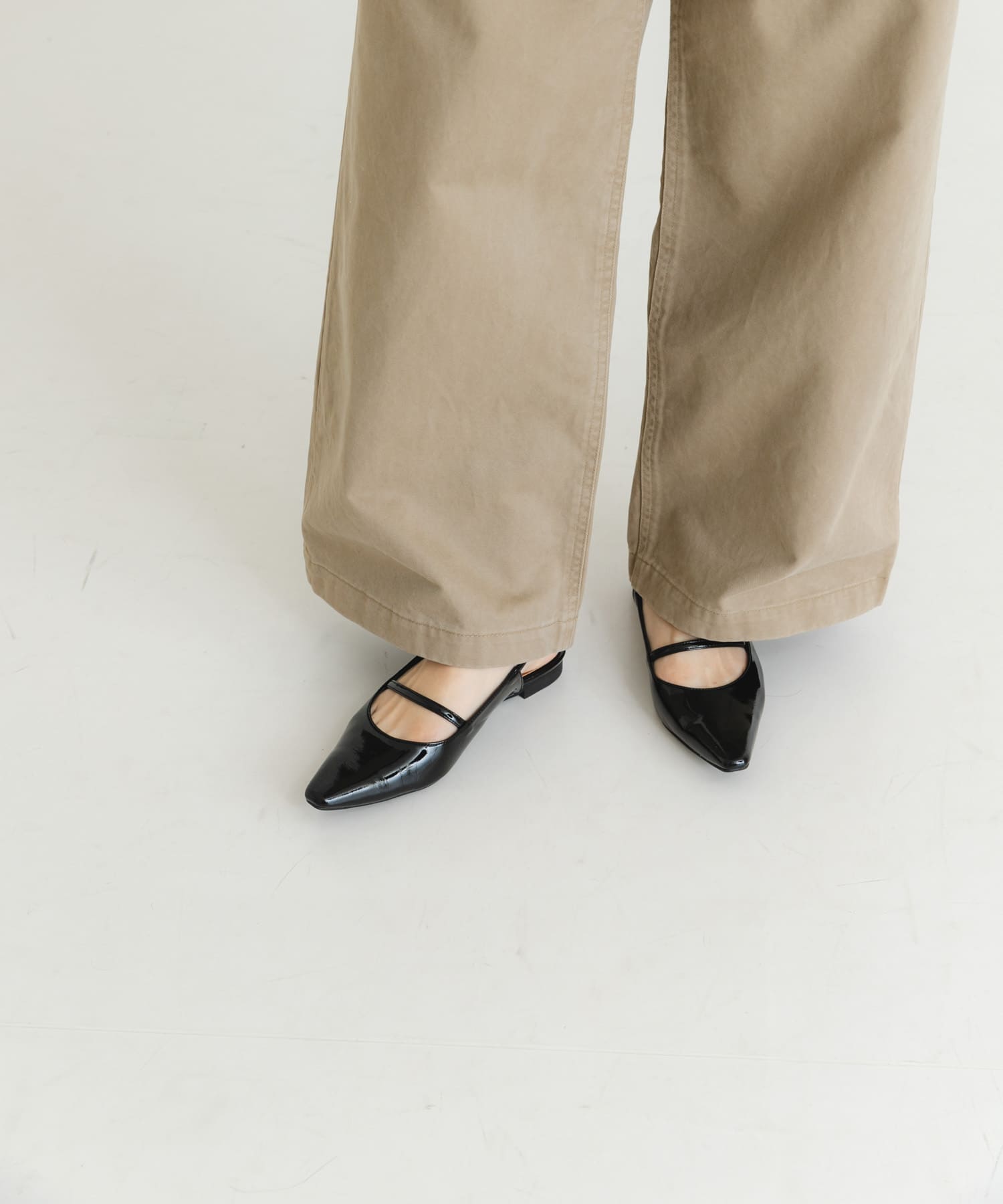 ポインテッドバックストラップシューズ BLACK 36