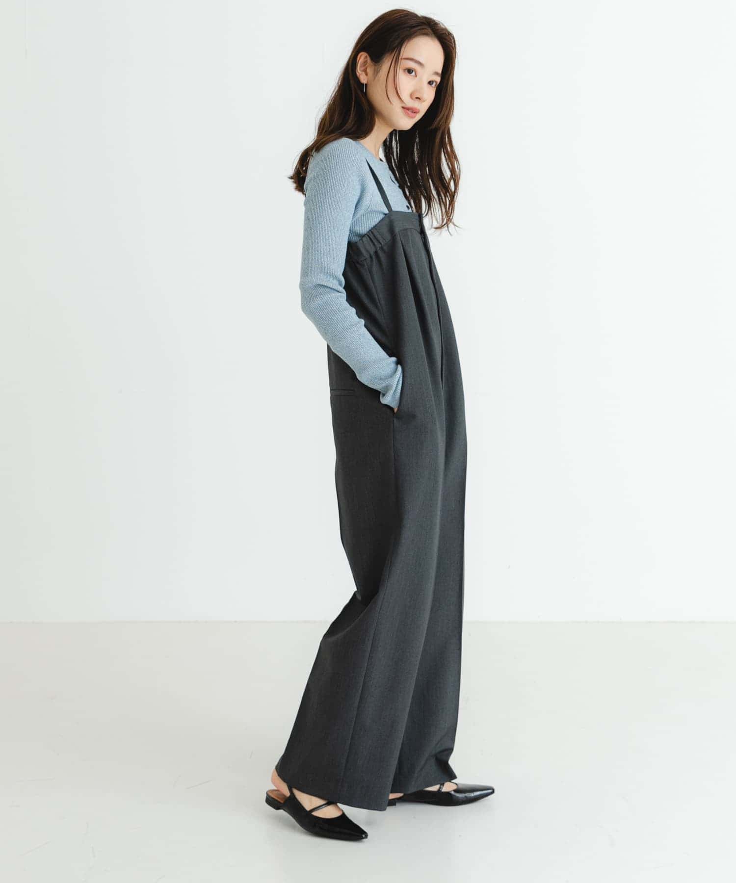 ポインテッドバックストラップシューズ BLACK 36