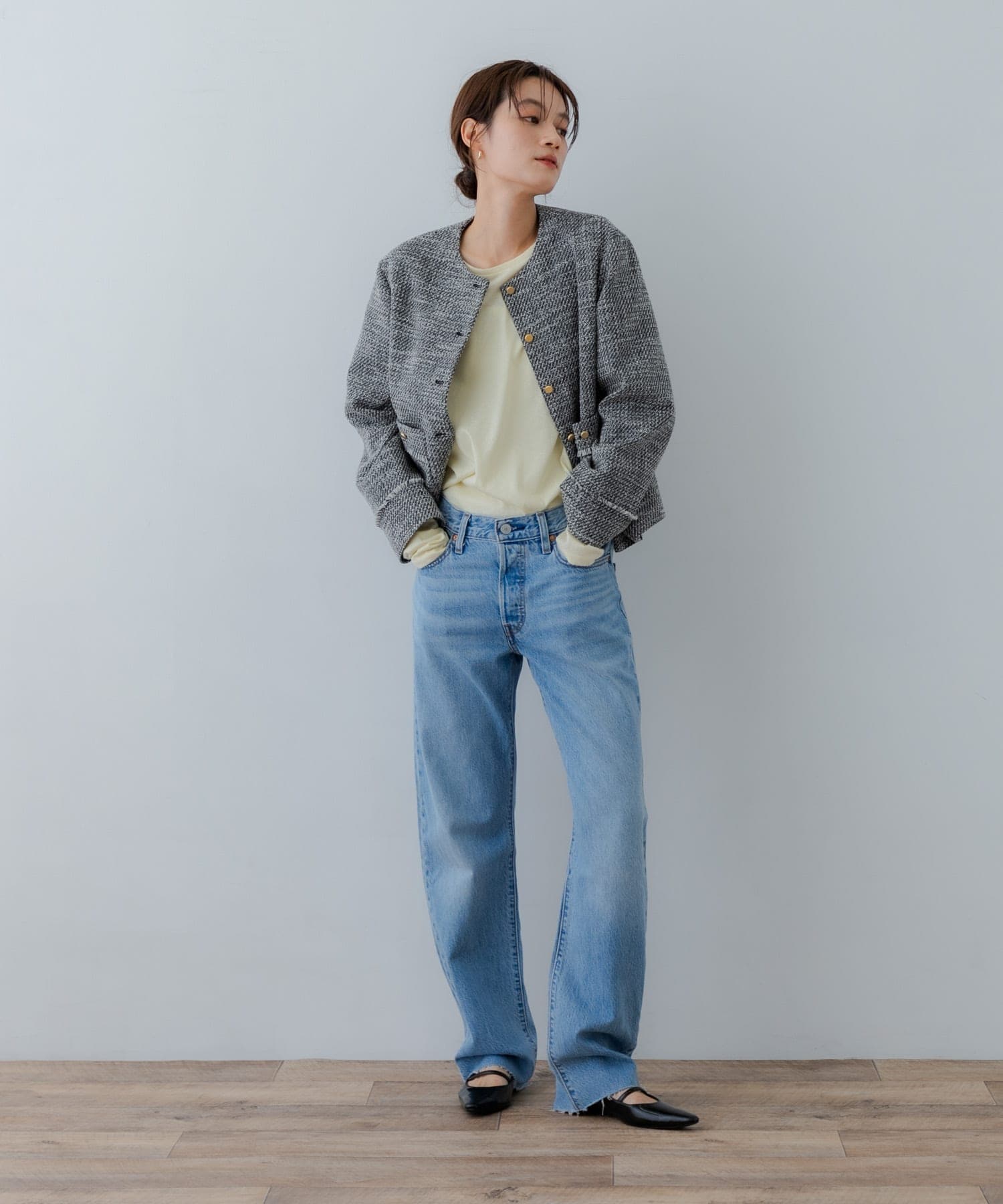 ポインテッドバックストラップシューズ BLACK 37