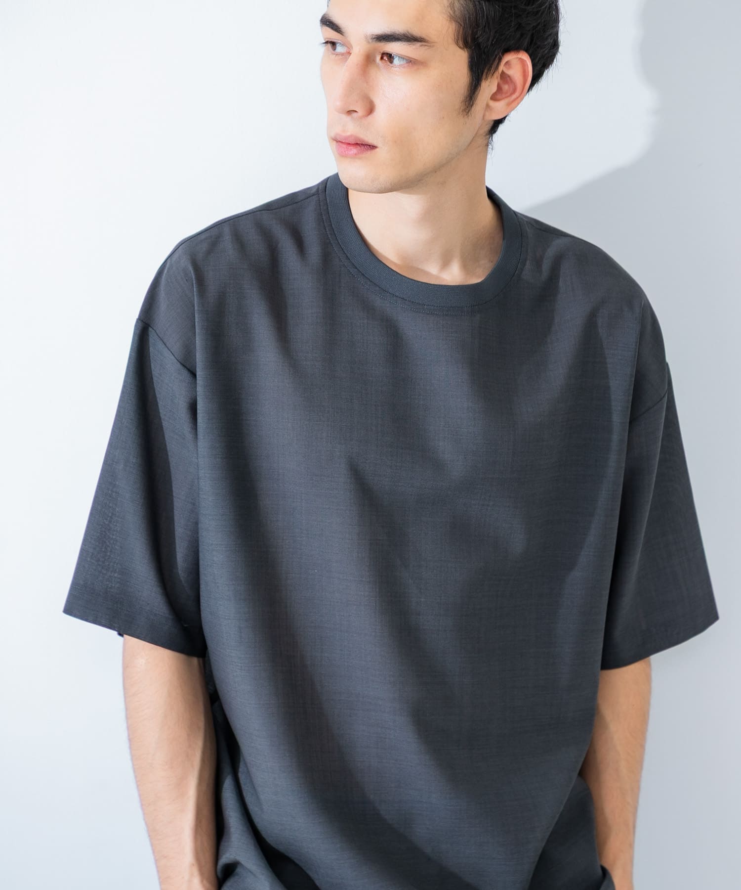 ウォッシャブルウールサイロフィルショートスリーブ Tシャツ CHARCOAL M