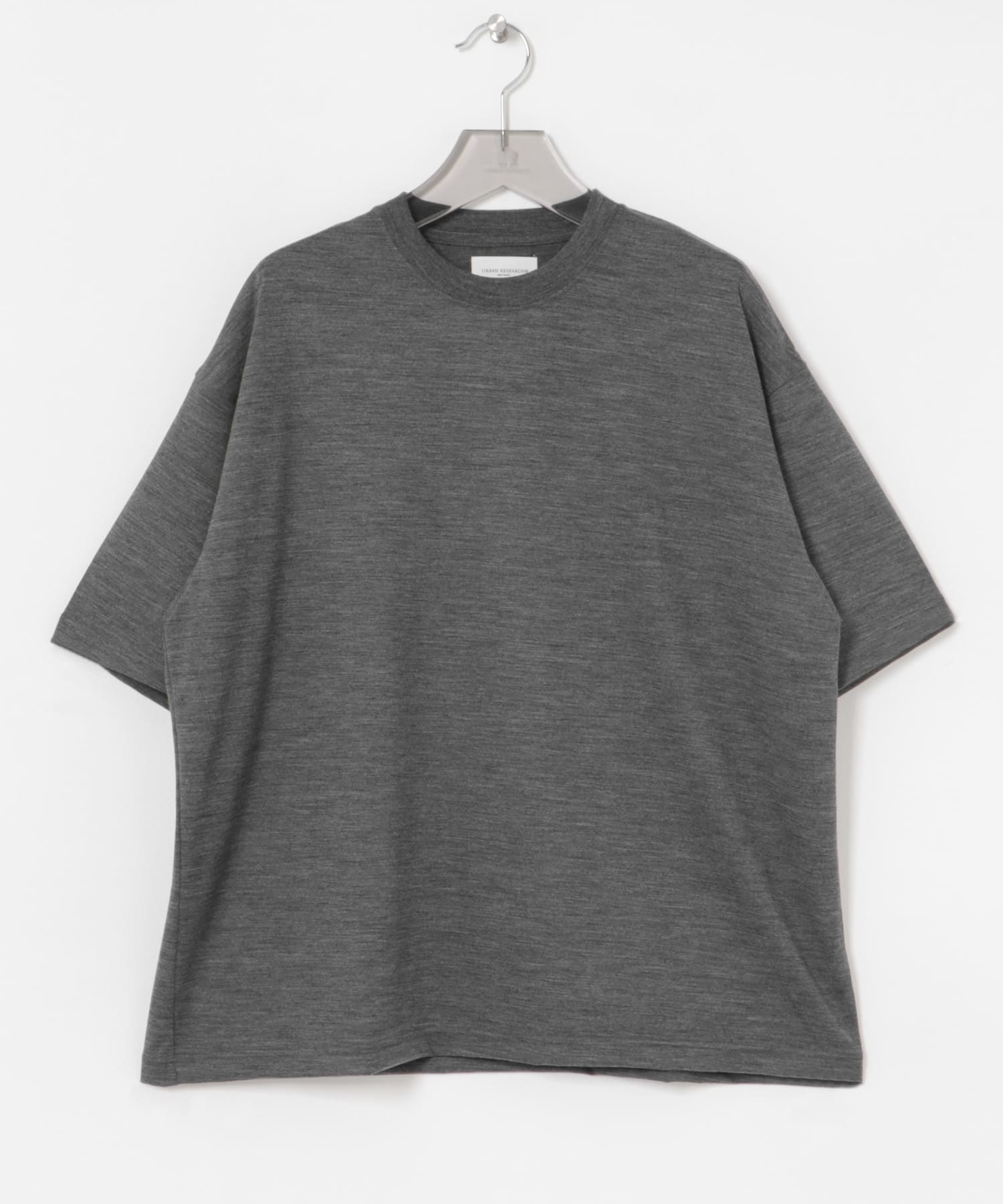 new basic　ウォッシャブルメリノウールショートスリーブTシャツ CHARCOAL M
