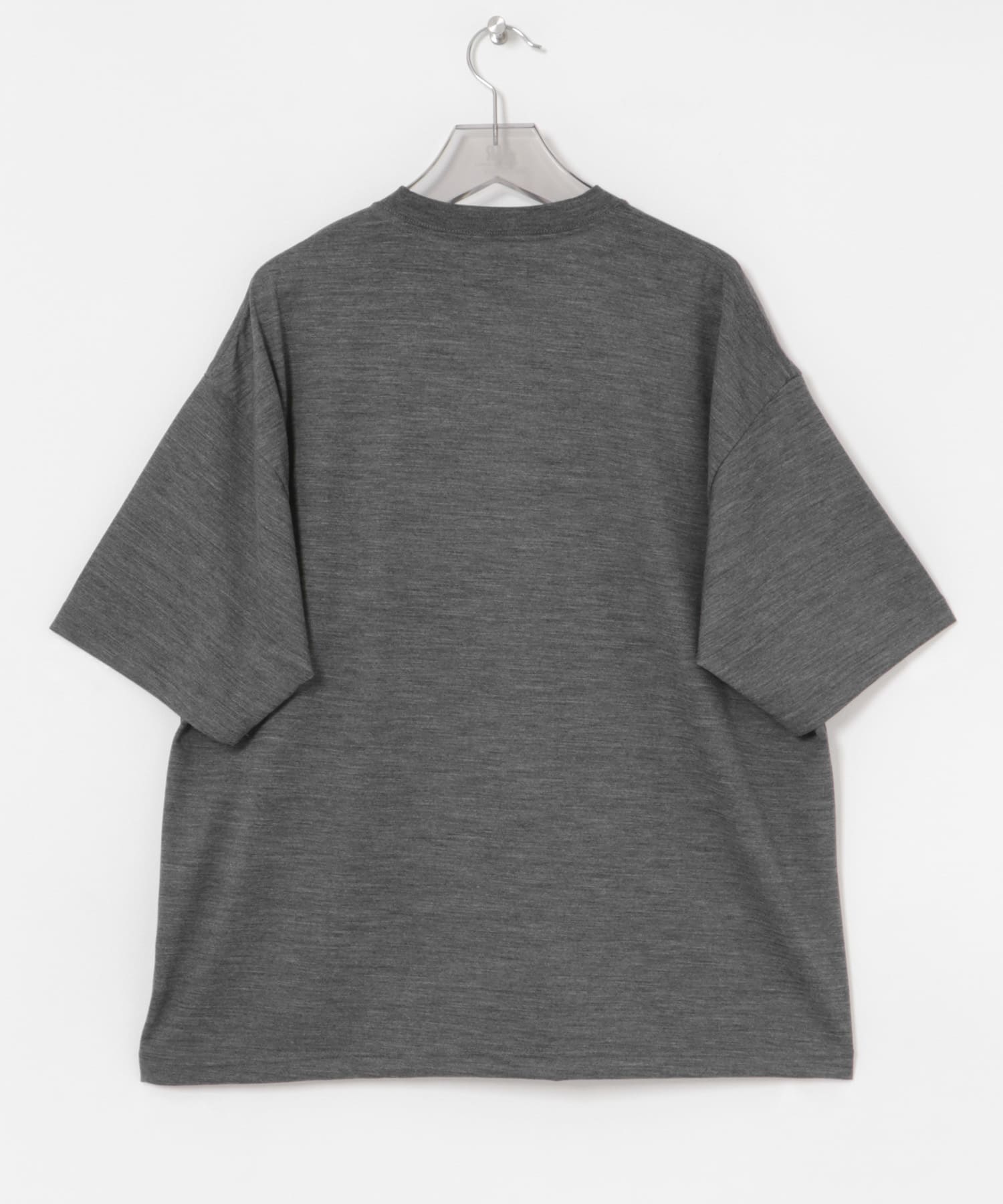 new basic　ウォッシャブルメリノウールショートスリーブTシャツ CHARCOAL M